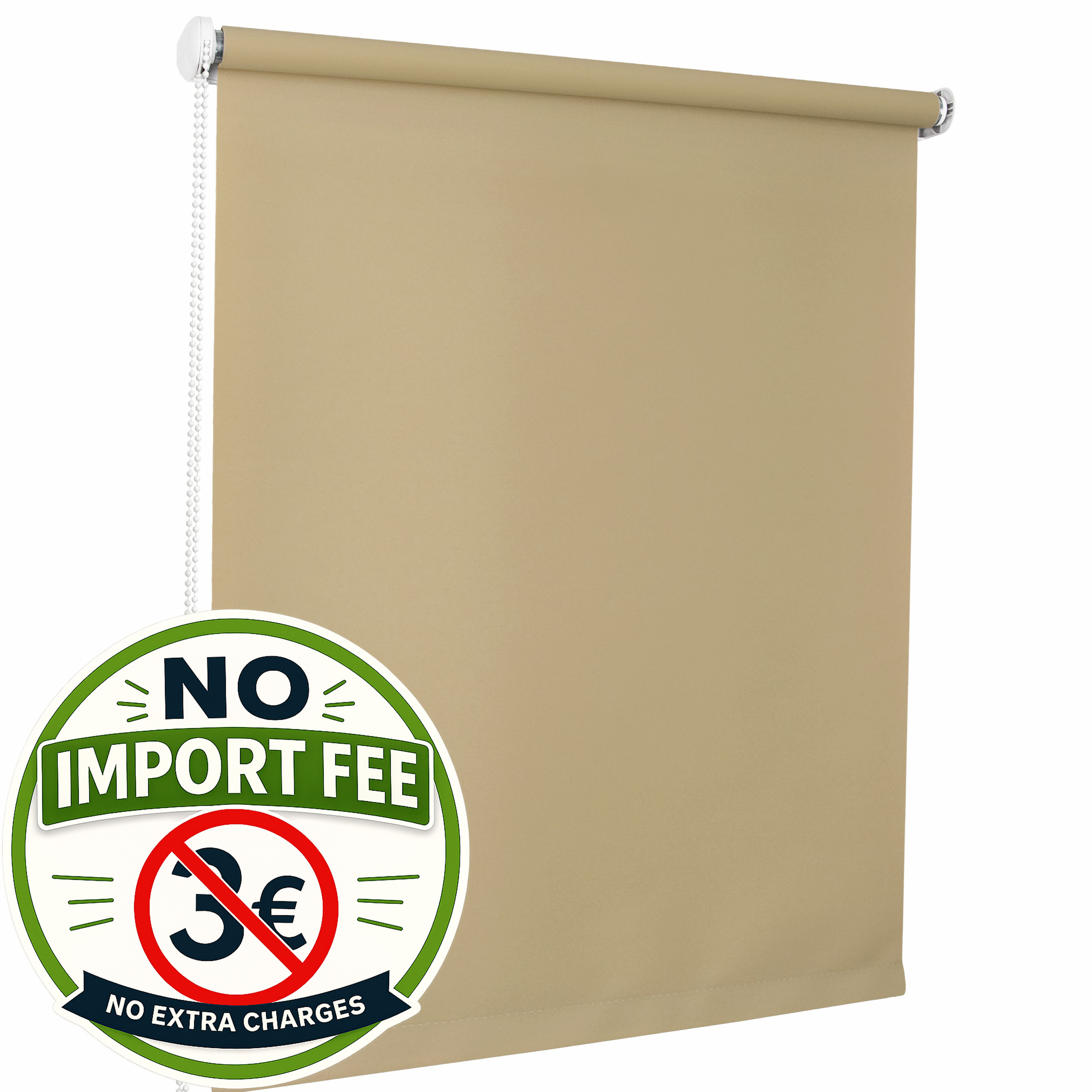 TEMU Wall Roller Blind • Light Beige • 21 Sizes • Blind • Installation Into Window Recess Or Ceiling • Elegant Blackout And Decorative Fabric Roller