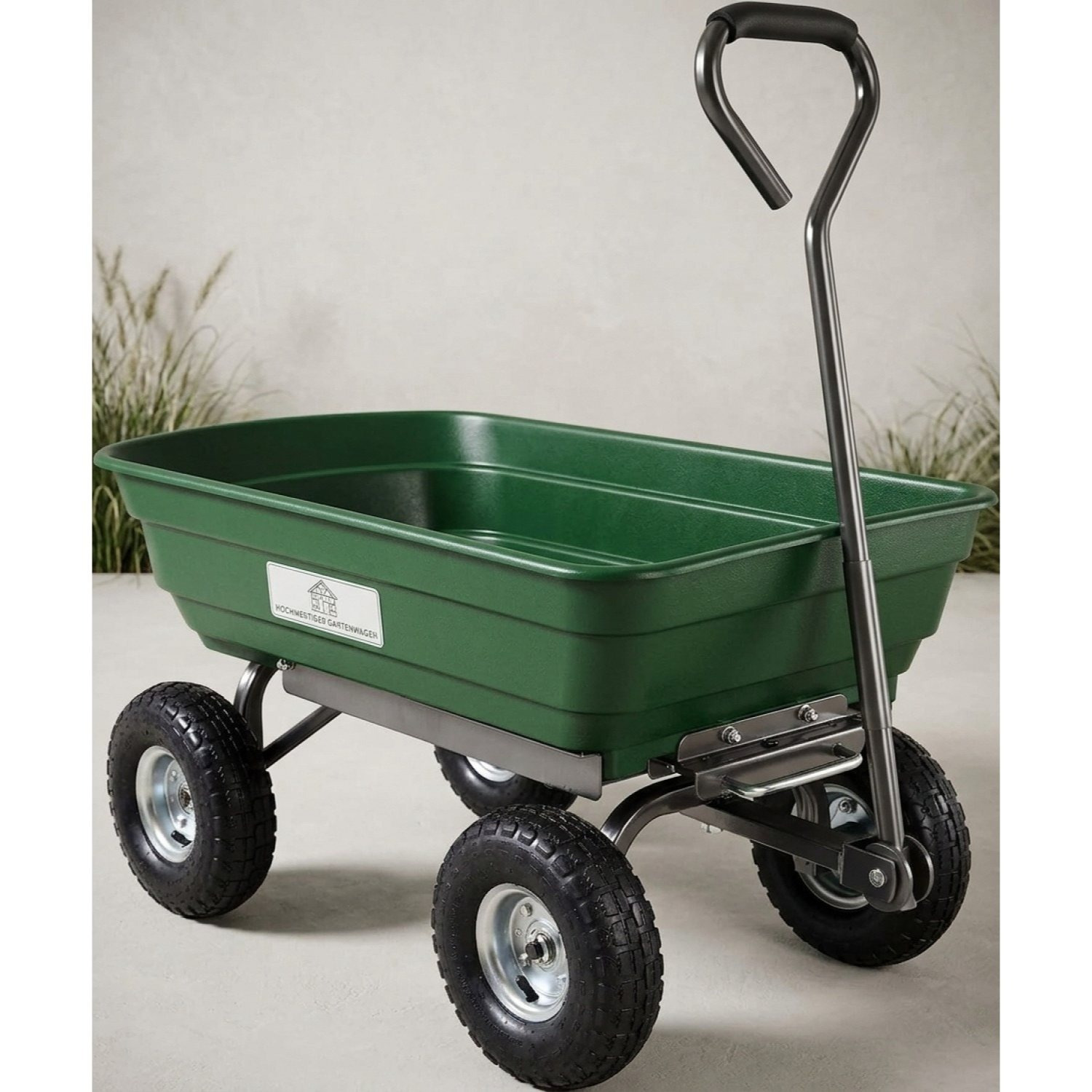 Image of Dump Cart With Function 300kg Load Capacity 4-profile Terrain Wheels Pneumatic Tires Steering Axle 75l Large Transport Cart Hand Cart Garden Cart