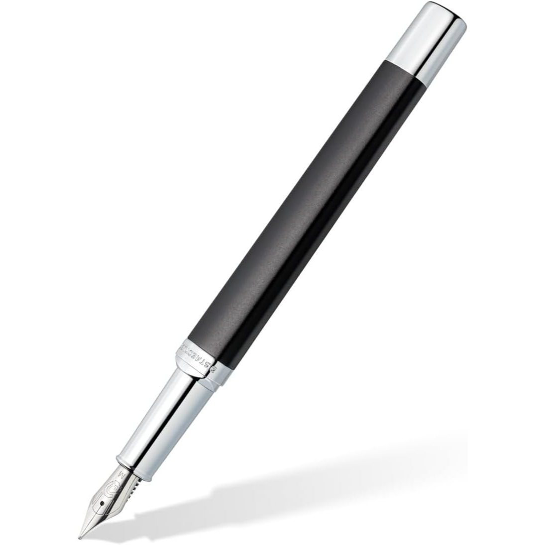 Image of Staedtler Triplus 474 M Fountain Pen, High-quality Metal Casing In Ergonomic Triangular Shape, M Steel Nib, With Blue Ink Cartridge, 474 M09-3
