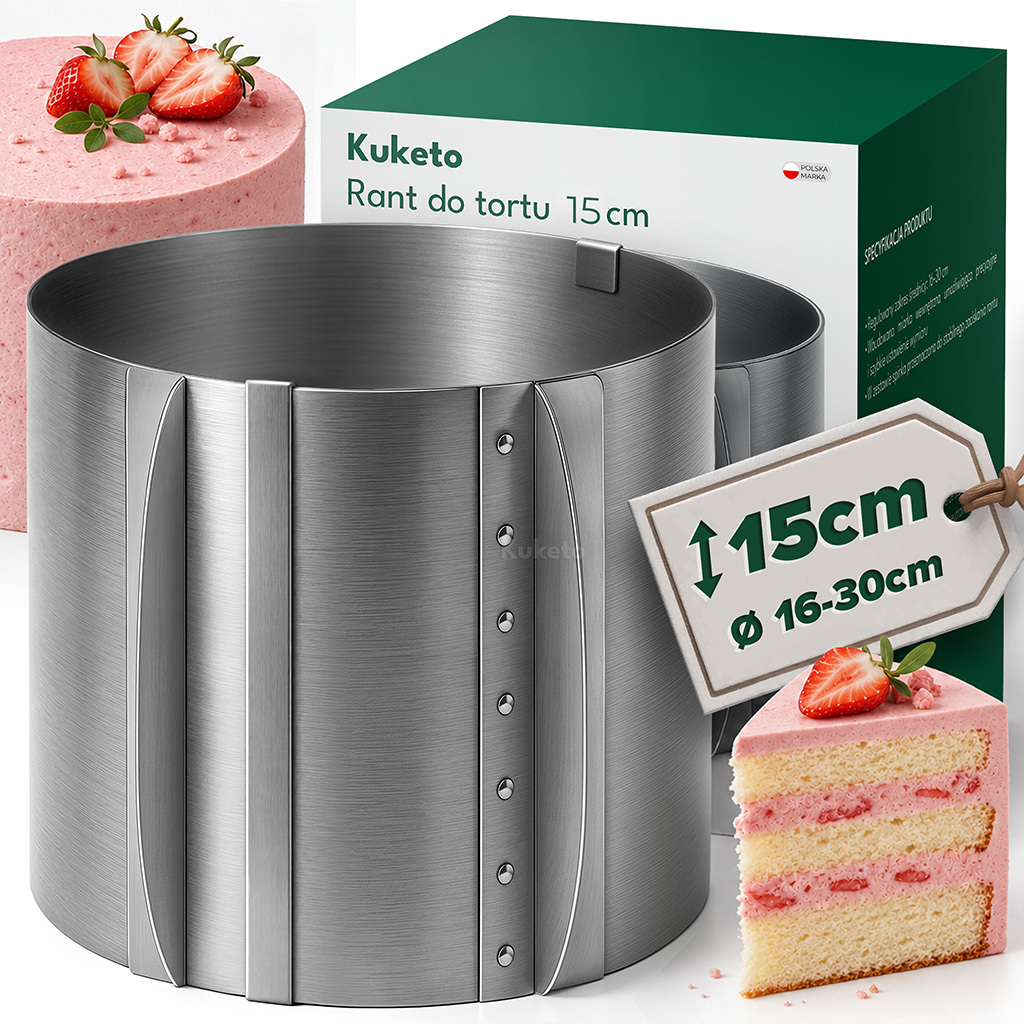 TEMU Anello per Torte in Acciaio Inossidabile Regolabile 15 cm �� Strumento Professionale per Cottura, Trasferimento e Modellatura �� Stampo 16 - 30 c
