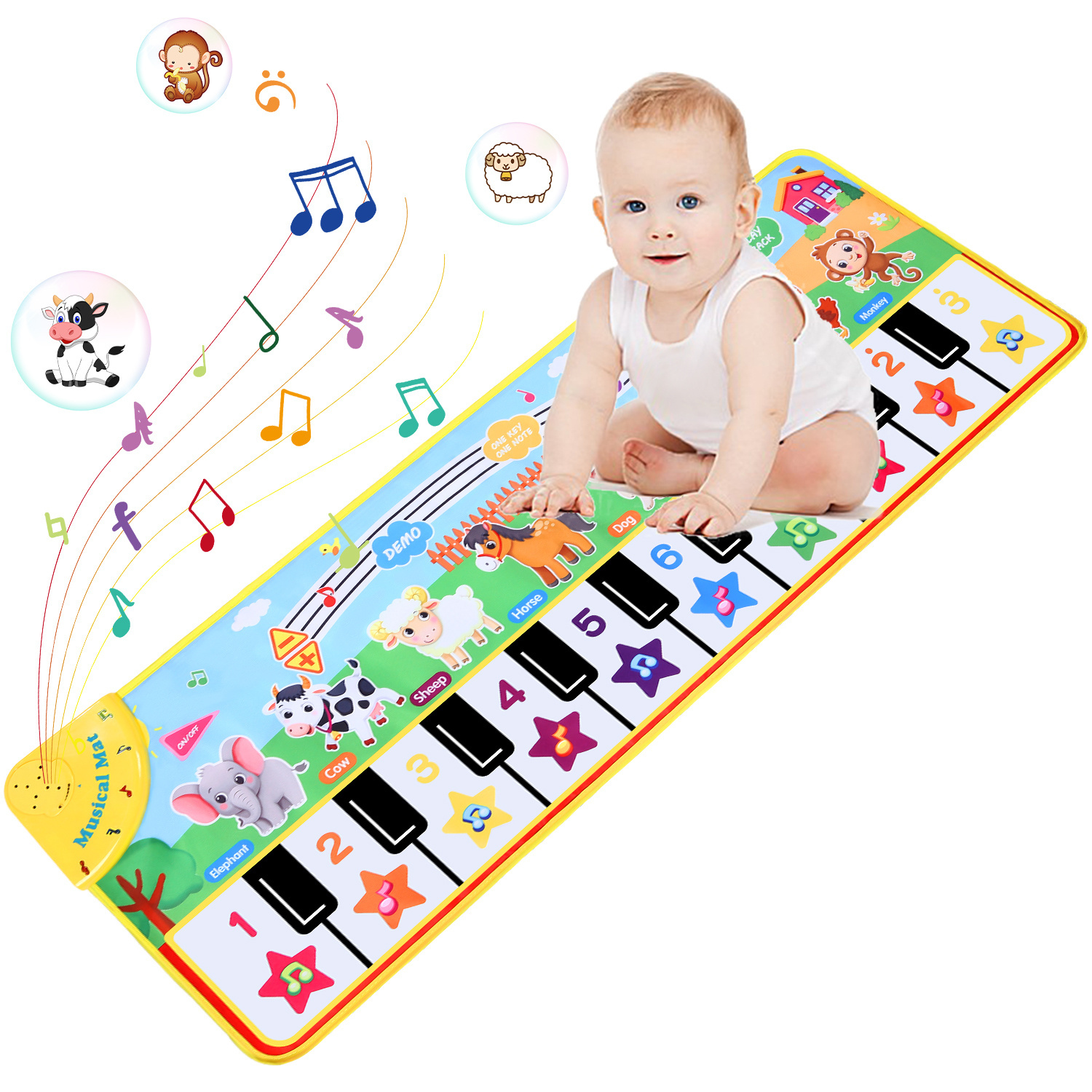 Image of Kids Piano , 10 Keys & 10 Built-in Songs, Electronic Musical Keyboard Playmat For Children