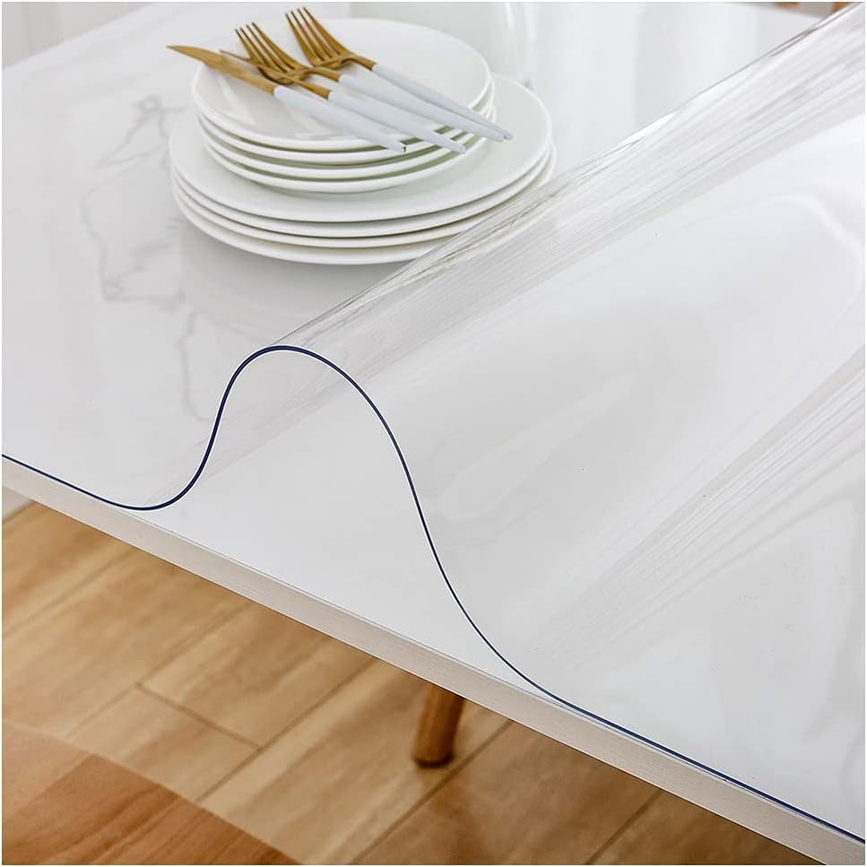 1pc Tablecloth, Pvc Table Film, Rectangular Table Protector, 1 Mm, And Transparent, Heat-resistant And Wipeable, Sturdy And Tear-resistant, Easy To Clean, Versatile, Transparent Colors