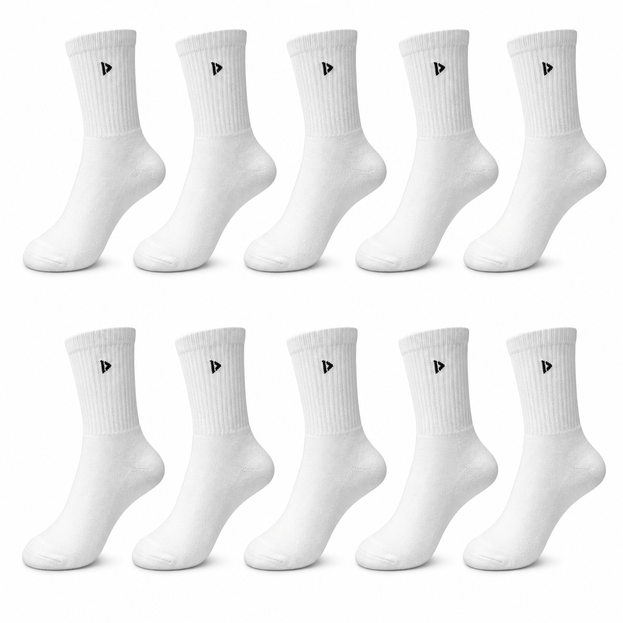 Image of 10 Pairs Of Men's Sports Socks In Uni-colors For Sports, Fitness, Running, Everyday & Outdoor | Black & White | Comfortable & Breathable Spring Summer