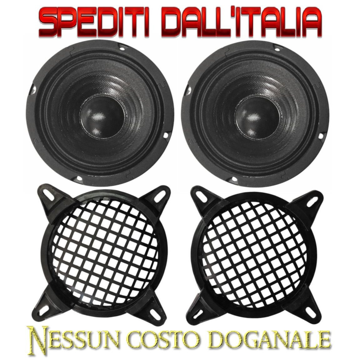 TEMU Midrange Couple 13 Cm Woofer Speakers 200w 5" Inches + 2 Grills + 8 Grill Holders