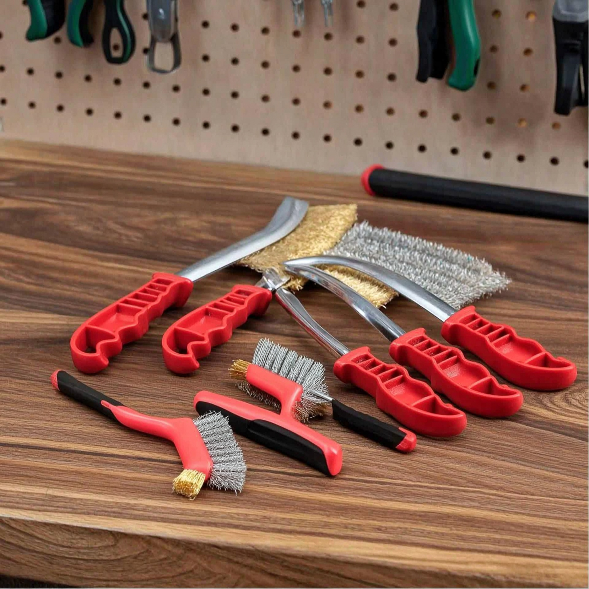 6 Piece Wire Brush Set, 3 Large & 3 Small, With Stainless Steel, Brass, Nylon & Steel Bristles, Drill Brush For Rust Removal, Metal Cleaning, Welding Slag