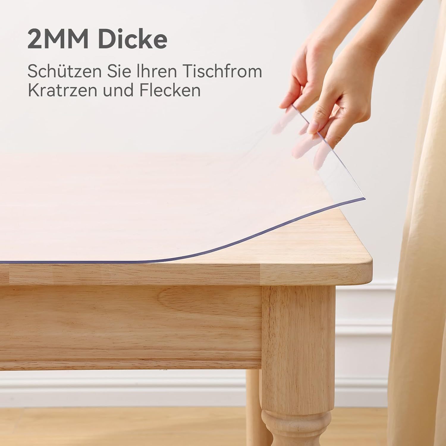 1pc Tablecloth, Pvc Table Film, Rectangular Table Protector, 1 Mm, And Transparent, Heat-resistant And Wipeable, Sturdy And Tear-resistant, Easy To Clean, Versatile, Transparent Colors