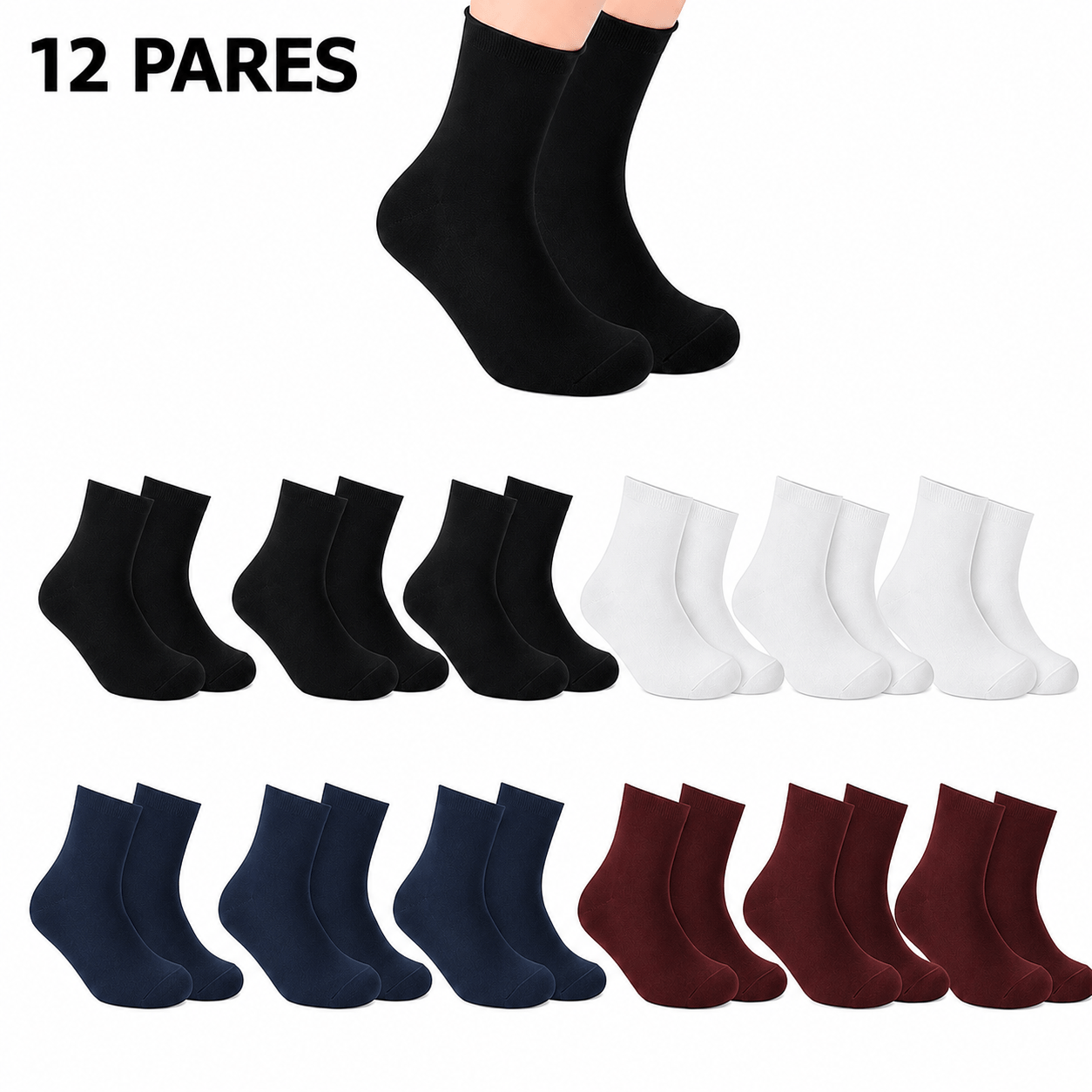 TEMU 12 ( 24 Piezas) de calcetines sin goma Para Mujer Hombre, Calcetines Sin Goma Sin Costuras de Algodón, Ancho y Confort, No Aprietan,