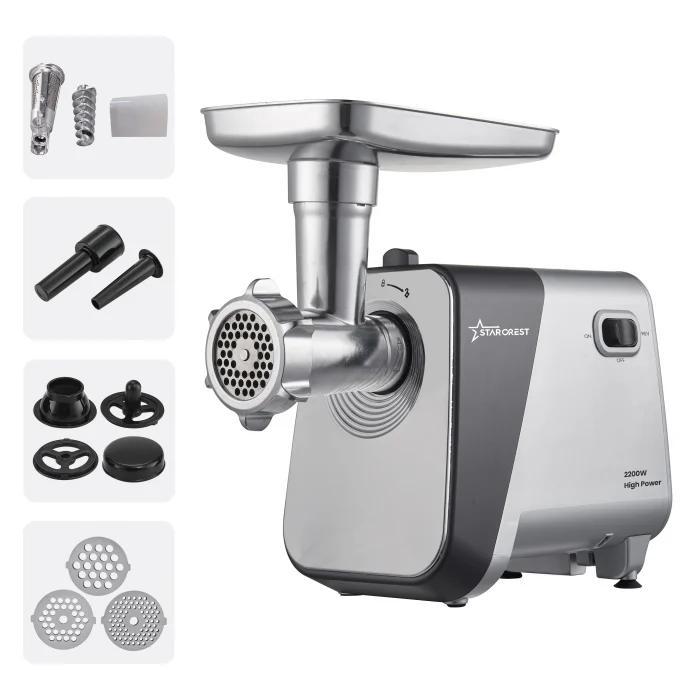 Image of Smg-2250s Meat Grinder, 2200 W, Red And Sausage Accessories, 3 Cutting Discs, Stainless Steel Blade, Gray