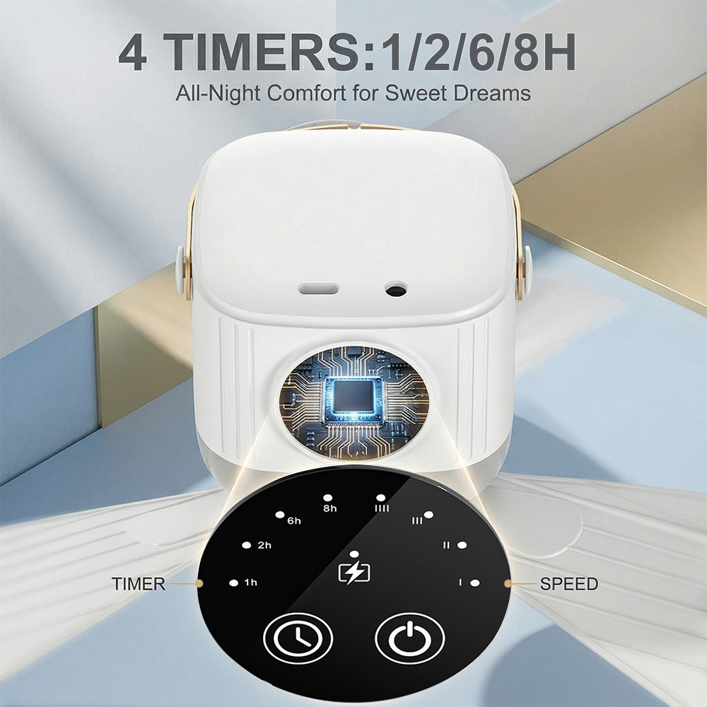 7200mAh Mini Remote Control Ceiling Fan with LED Night Light