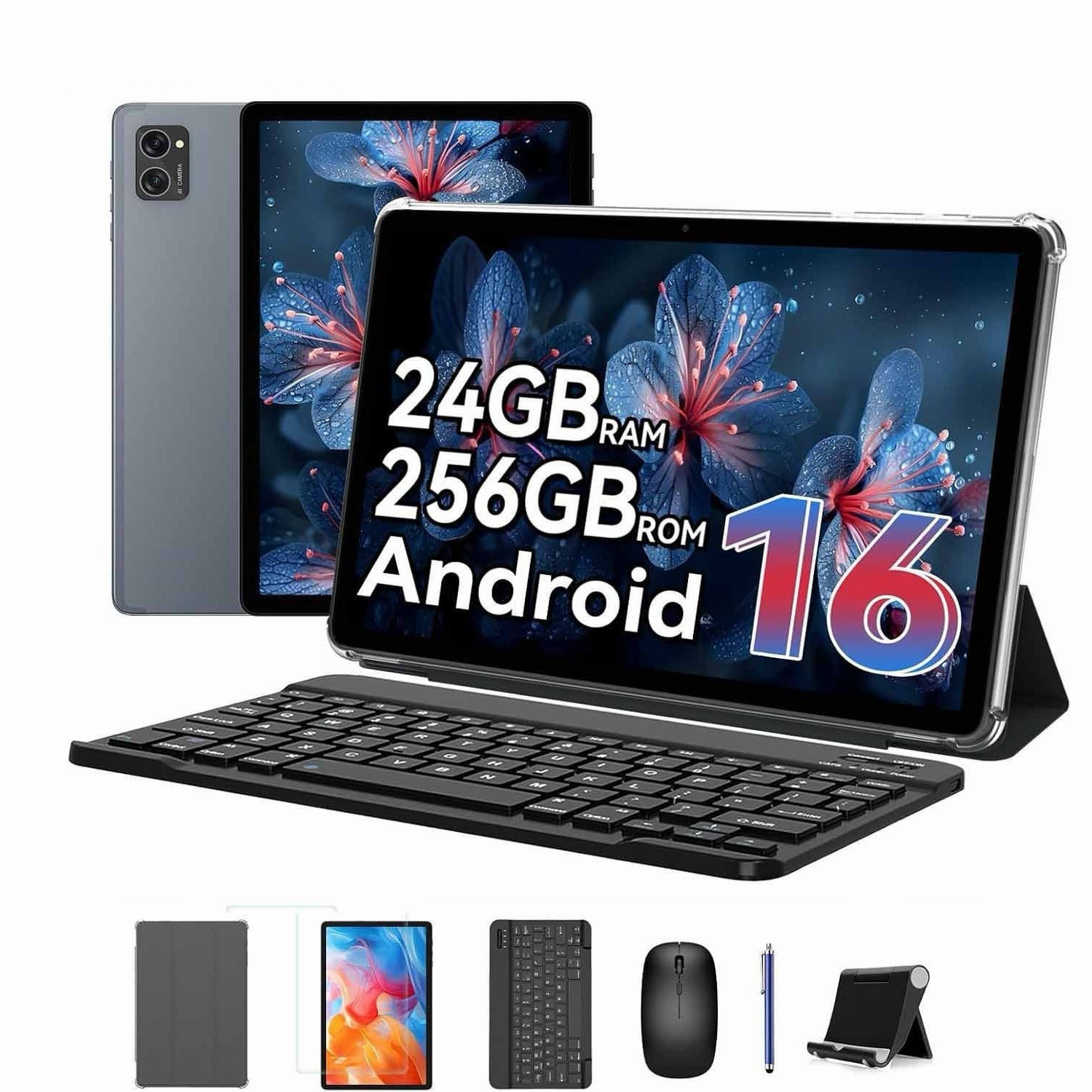 Image of T20 Tablet With Keyboard - -core 16 Tablet With Ai, 24 (8+16) Gb + 256gb Rom (2tb Tf), 10.1 Inch Hd Incell, 8mp+5mp Camera, 5000mah, 5g Wifi/type-c/gps