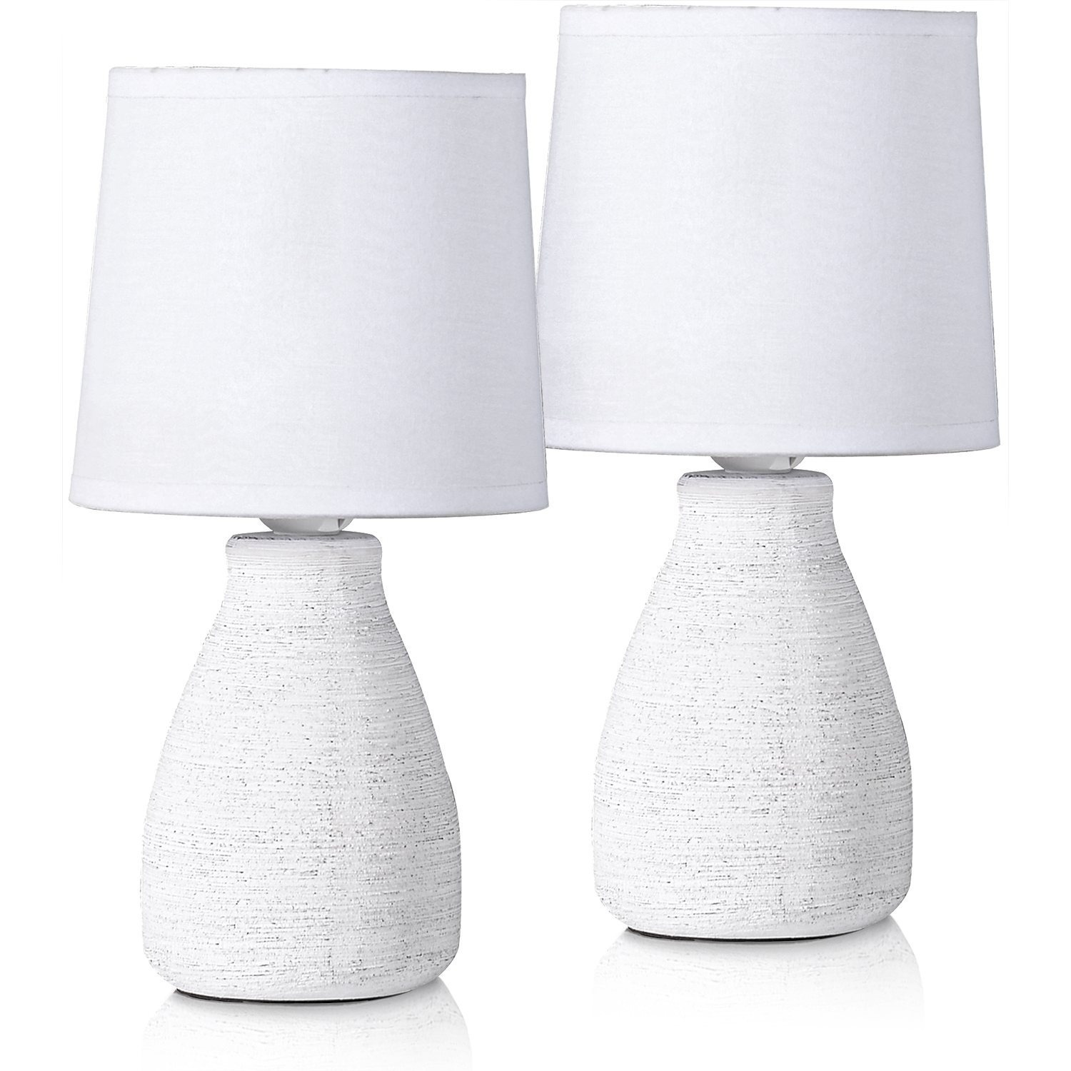Image of Brubaker 2-pack Bedside Lamps - 28 Cm - White - Ceramic Table Lamp (bulb Not Included)
