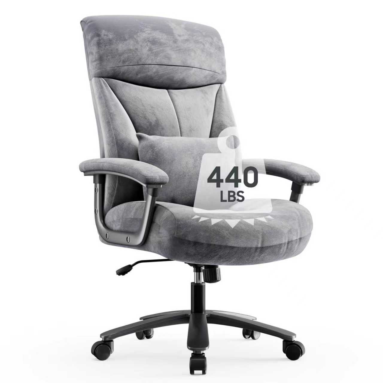 Large Ergonomic Executive Office Chair, 440 Lbs , 2 Fabric Options Soft & Black Synthetic Pu Faux Leather, Height Adjustable Swivel Desk Chair For Home Office Gaming