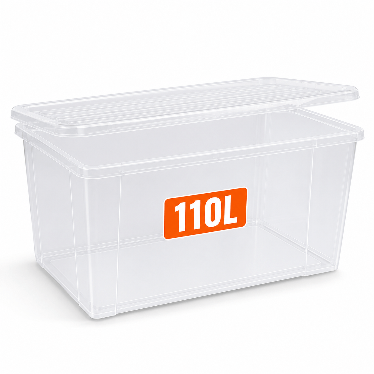 MANODU 110L Plastic Storage Box with Clear Lid, Large Container
