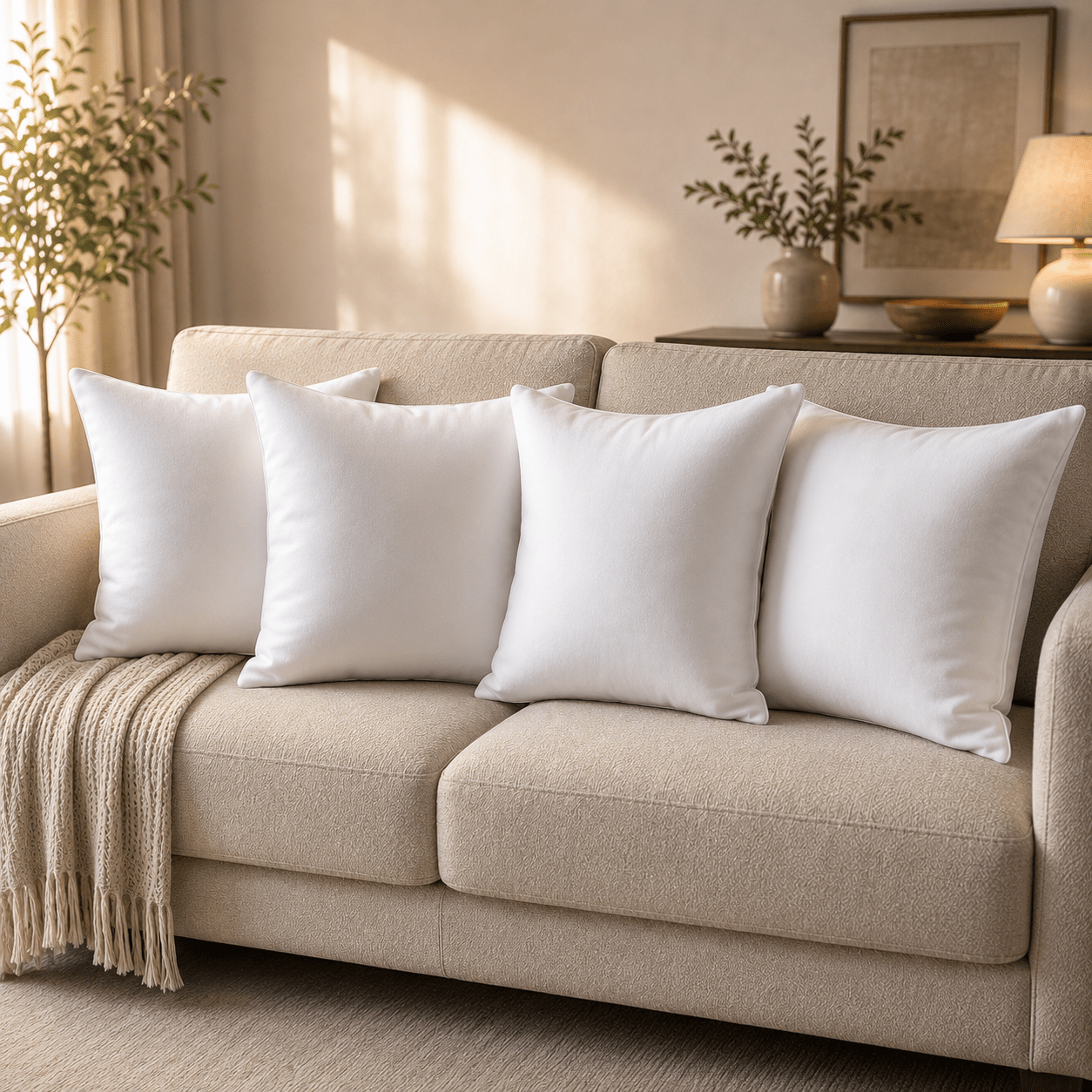 TEMU 4 Pack 45x45cm Cushion Pad Set Of 4 Super Soft And Microfiber Filling Cushions For Bed Sofa And Bak Support