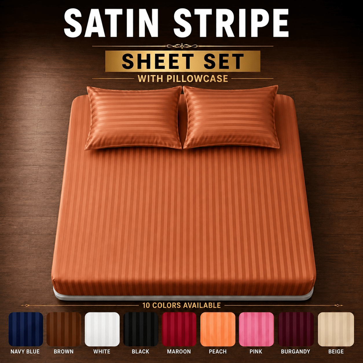 TEMU 3pcs Stripe Fitted Sheet Set With Pillowcases Bedding Set Deep Pocket Mattress Cover Soft Smooth Bed Sheet With Machine Washable For Single