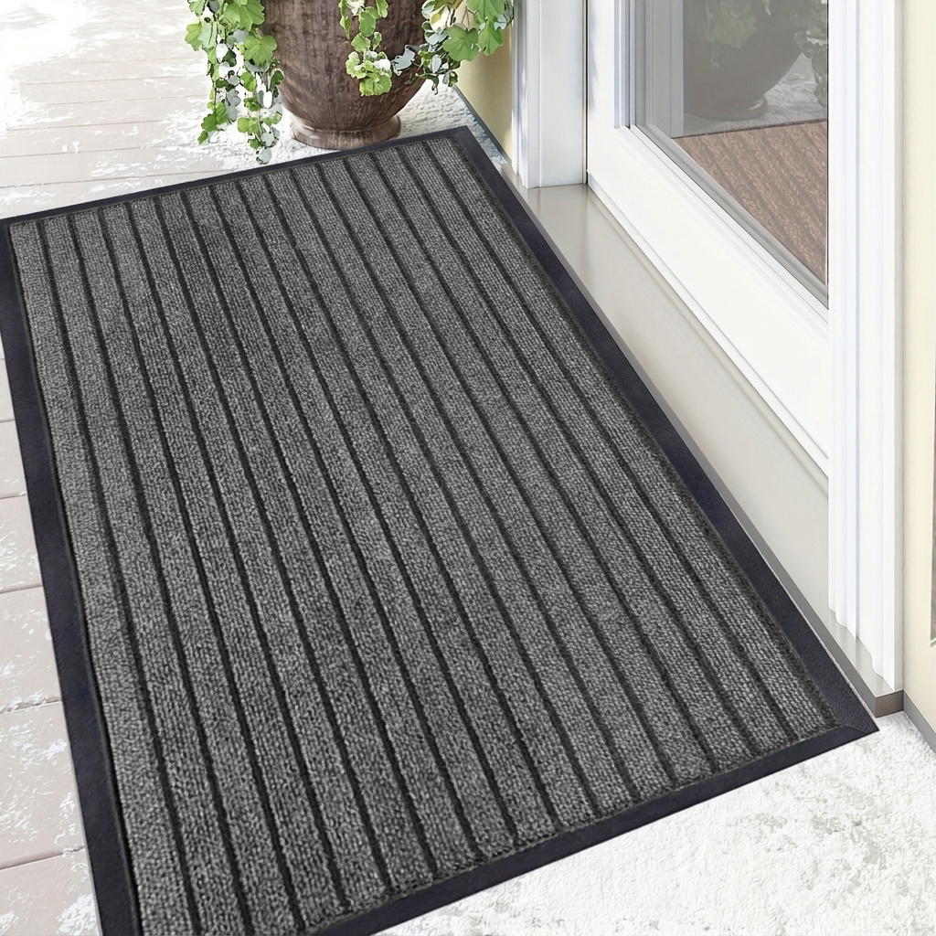 TEMU 1pc Entryway Door Mat – Indoor Rubber Mat For Entrance Low Profile Front Doormat Rubber Backing Indoor Outdoor Stripes, Easy To Clean, Anti-slip