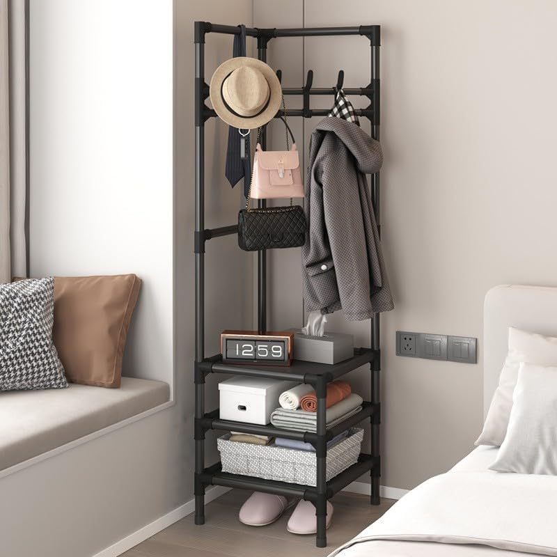 TEMU Perchero esquinero, perchero de pie, adecuado para dormitorio, mesita de noche y , perchero de ropa, práctica organización, color negro