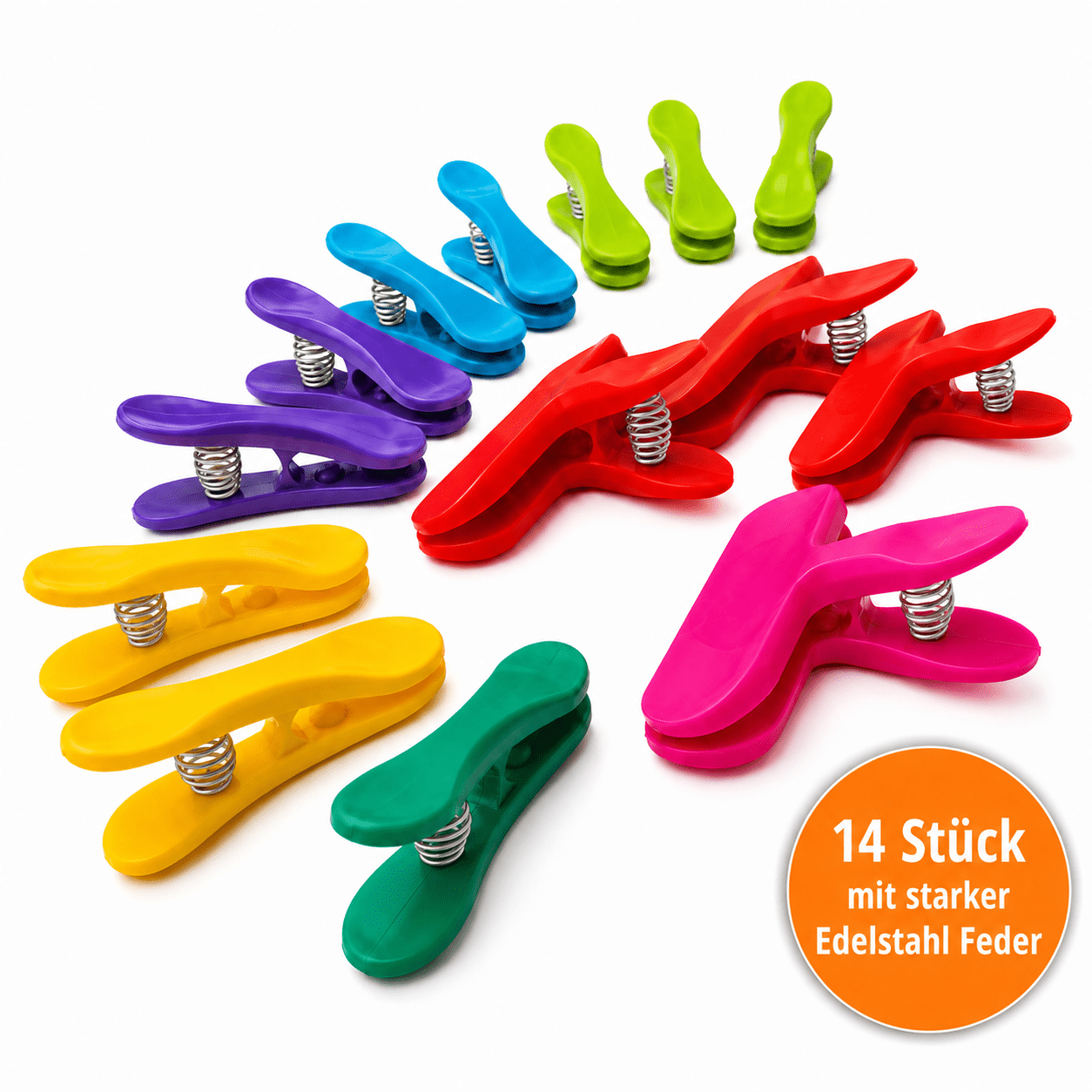 TEMU 14pcs Set Of Freshness Clips - 10 Small And 4 Large Closure Clips - Extra Strong Stainless Steel Spring - Long-lasting Reusable Closure Clips,