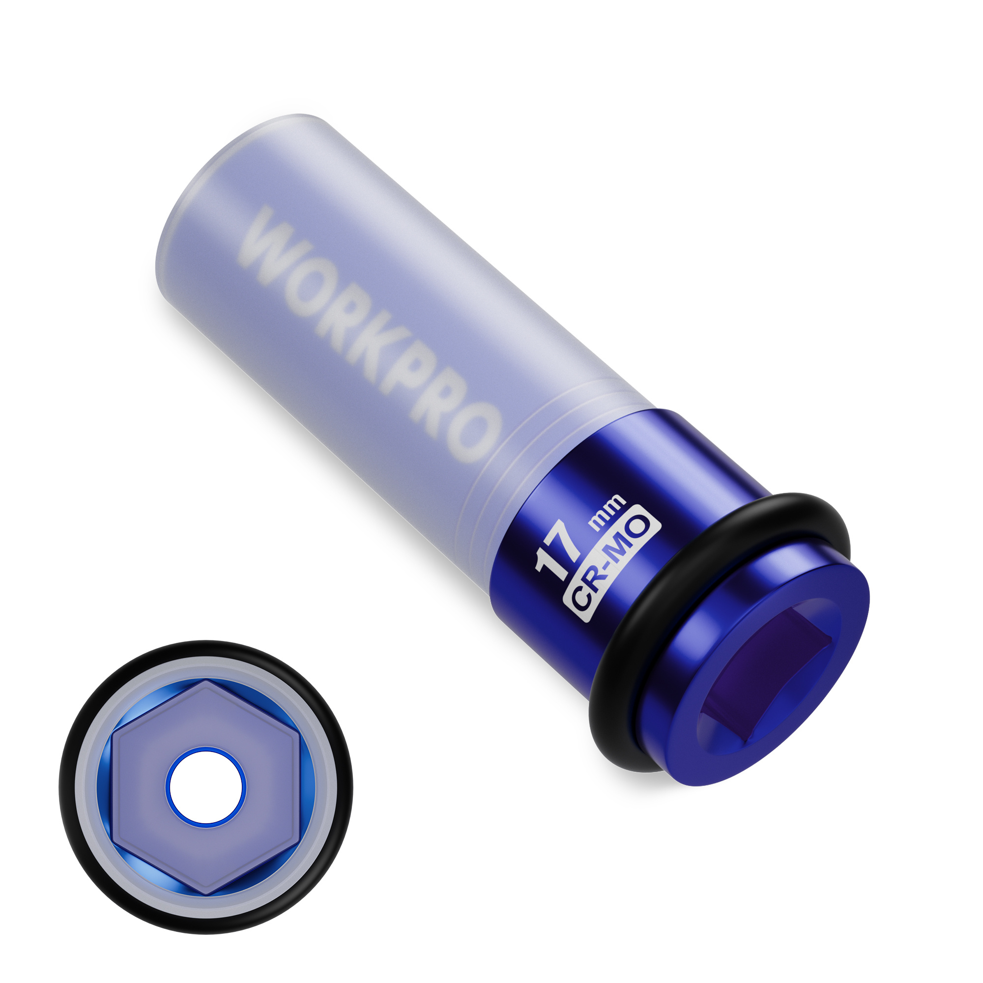Image of Workpro Impact Wrench Socket 17mm, 1/2", Cr- | Removable Protective Sleeve And Rubber Ring For Rim Protection, Ideal For Impact Wrenches And Wheel
