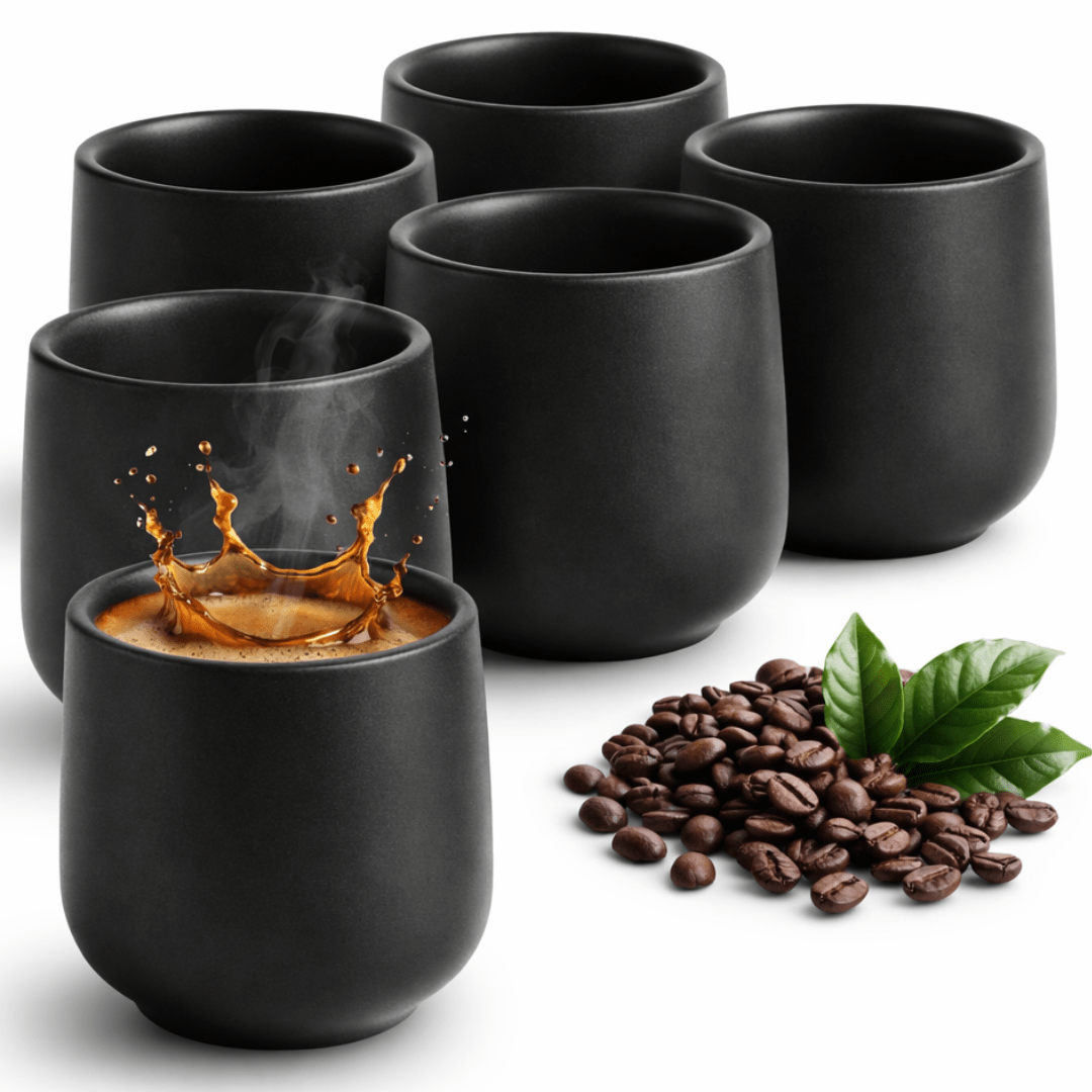 TEMU Espressotassen aus Steingut mit 80 ml im 2er Set für Kaffeeliebhaber - Espresso & Kaffeetassen - Geschenke für Männer und Frauen