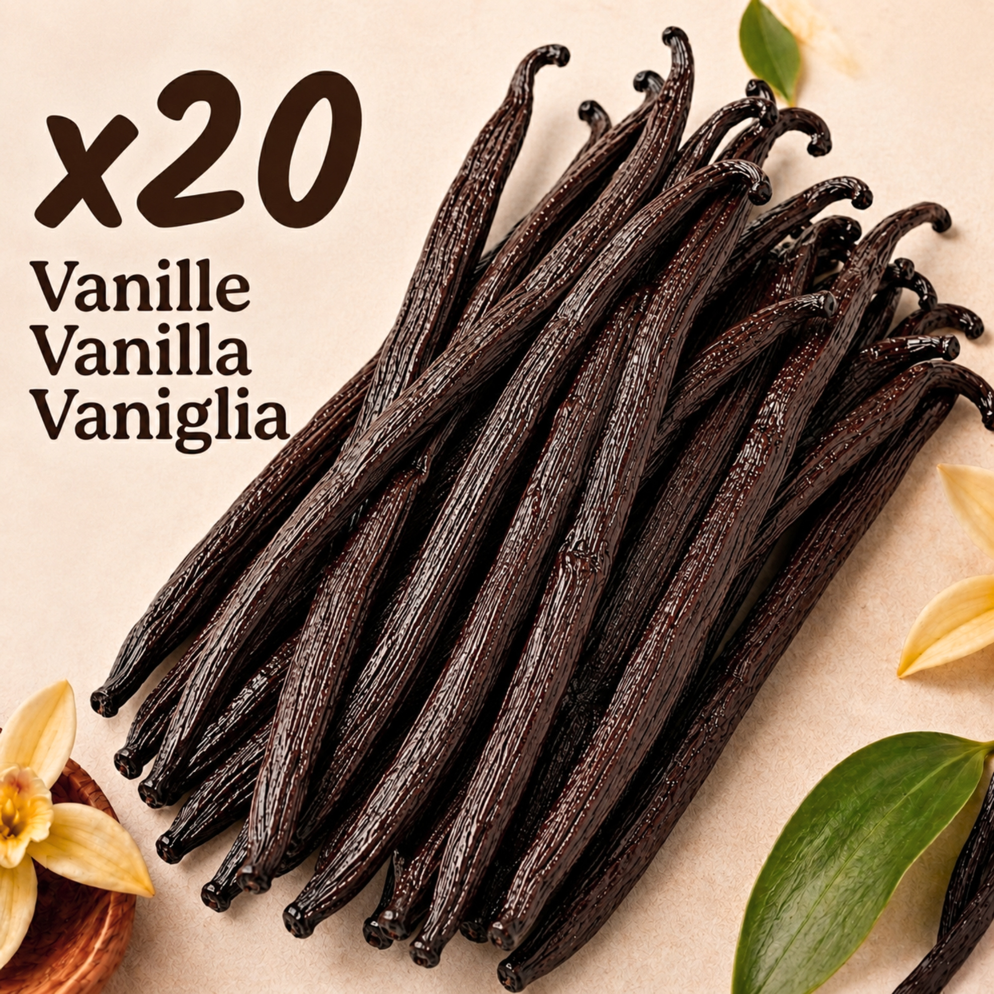Image of 20 Grand Cru Vanilla Pods • Extra Gourmet Quality Vanilla • Soft And Meaty Pod • Ideal For Pastry And Cooking • Resealable Bag - Long-lasting Freshness • Prestige Selection Vanilla Natura