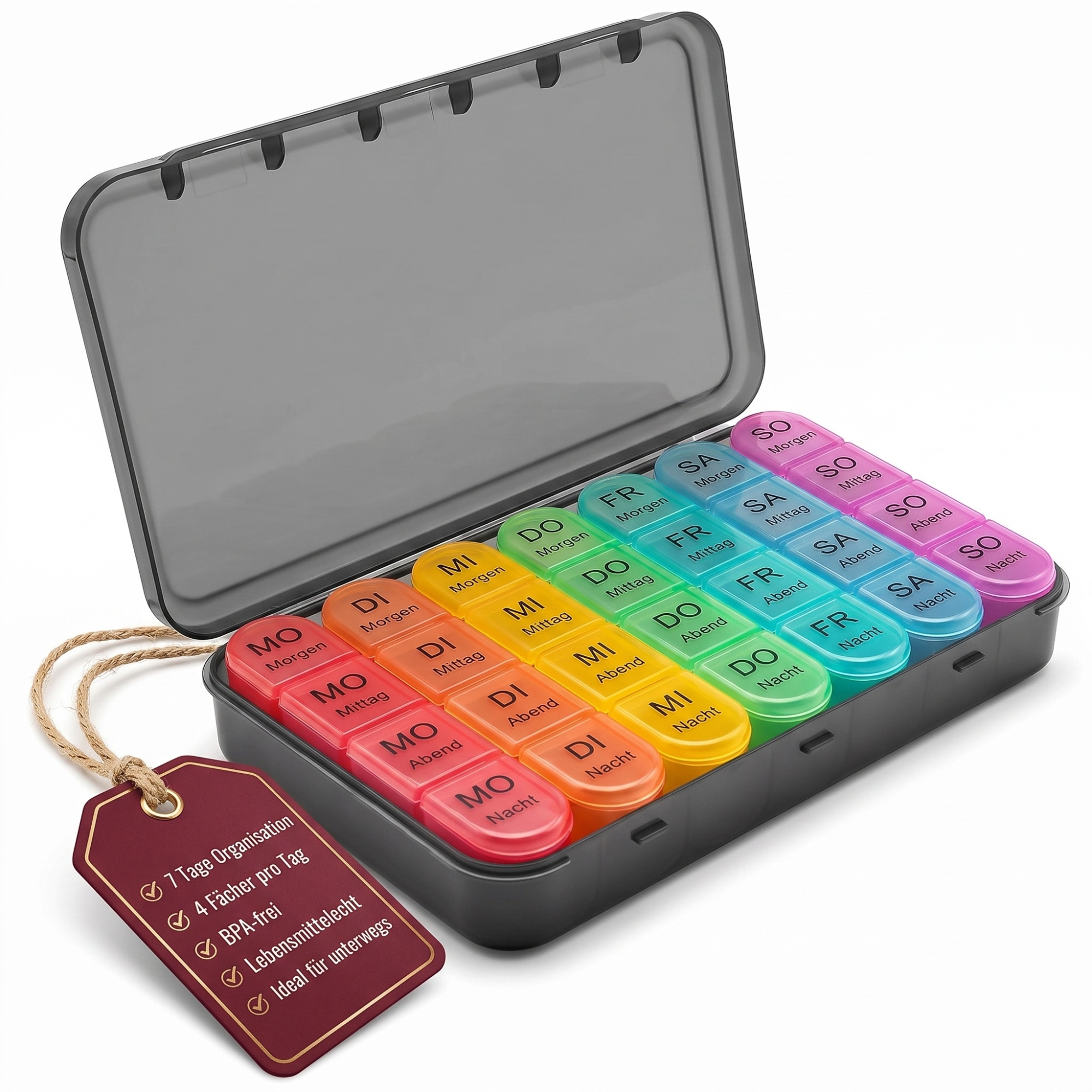 Image of Tablet Box Organizer 7 Days - Pill Box Organizer Tablet Box For 7 Days 4 Compartments Tablet Box Week Pill Box 4 Compartments 7 Days Medicine Box