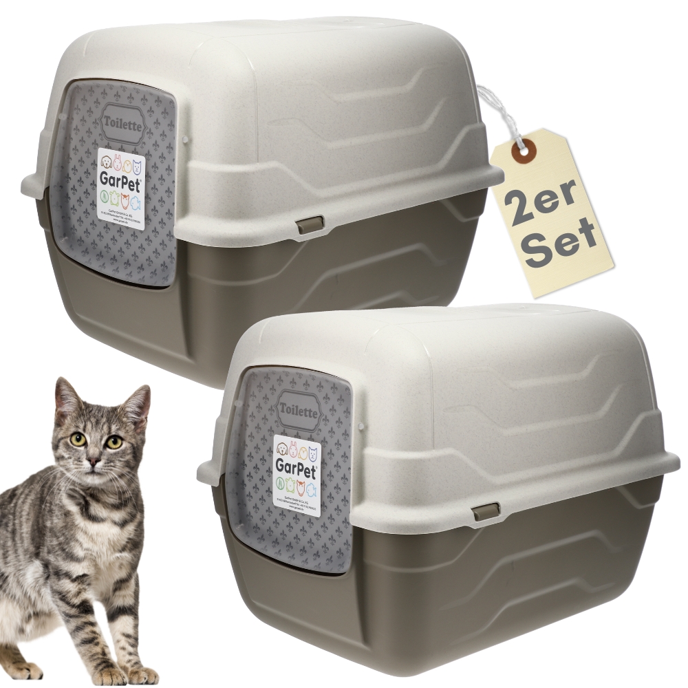2-piece Set Of Cat Litter Boxes With Lid, Filter, And Scoop