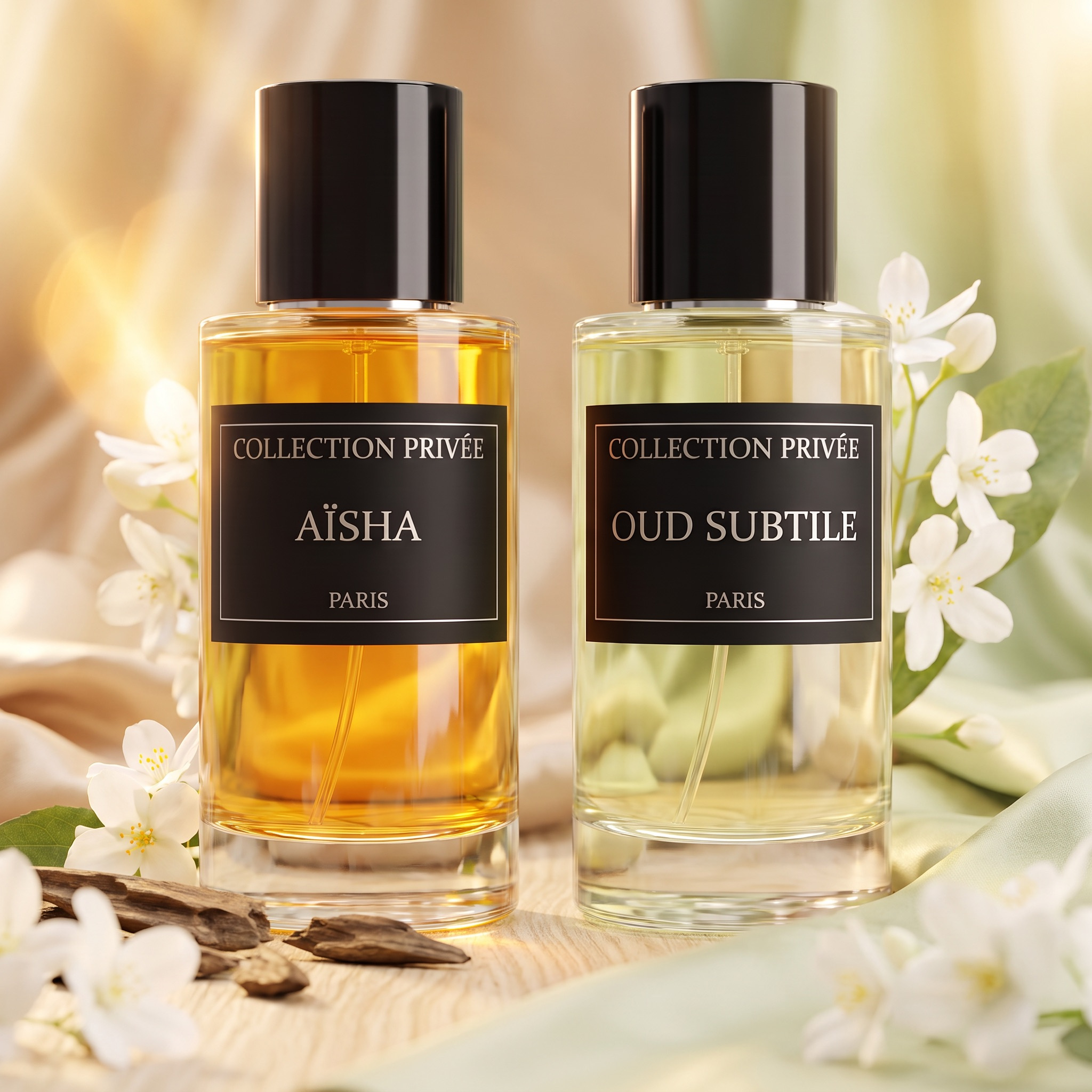 Image of Set Of 2 Perfumes Collection Privée Paris Aïsha 50ml And Oud 50ml Women', And Amber