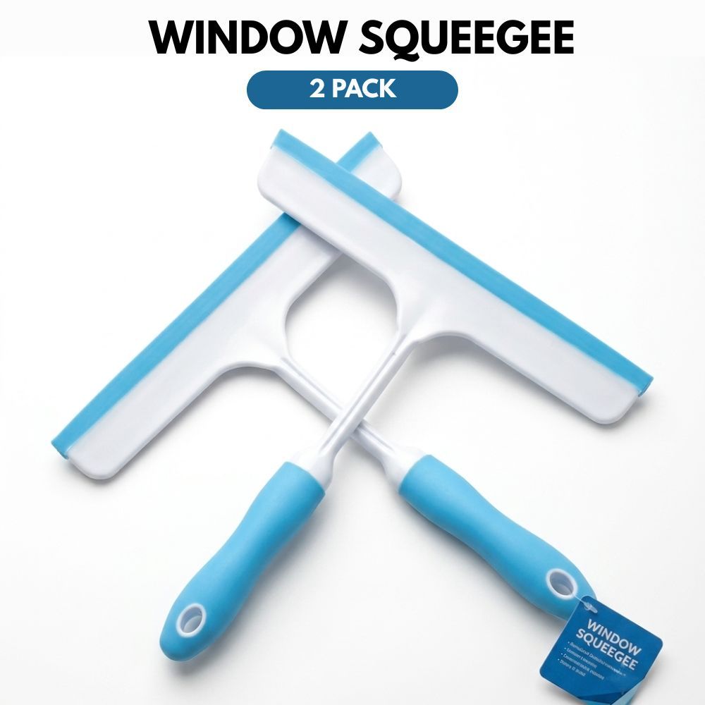 TEMU 2 Squeegee Multipurpose Shower Squeegee 25 X 26cm White And Blue For Glass, Mirrors, Tiles, Cars, Bathroom And Kitchen