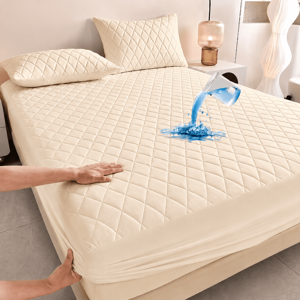 TEMU 4b Quilted Waterproof Mattress Protector Extra Deep 30cm With Quilted Top Layer And Elastic, Designed And , Suitable For Home Use, Guest Rooms