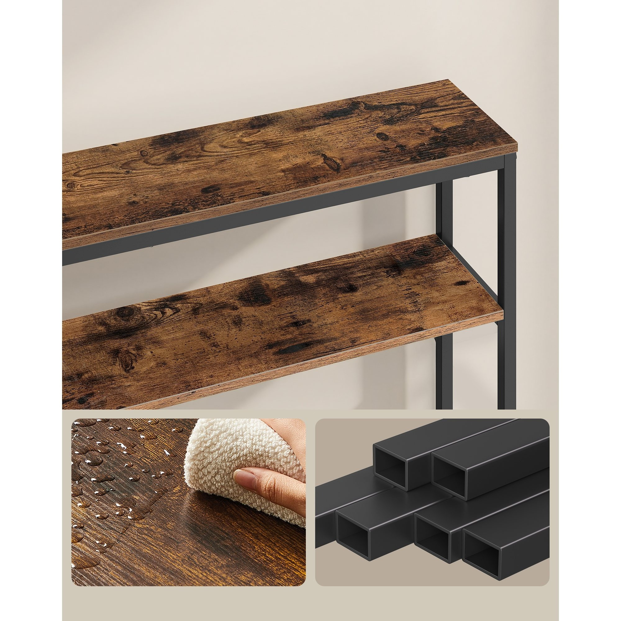 TEMU Mueble Entrada Recibidor con 2 Estantes, Mesa Consola, 80 x 20 x 81 cm