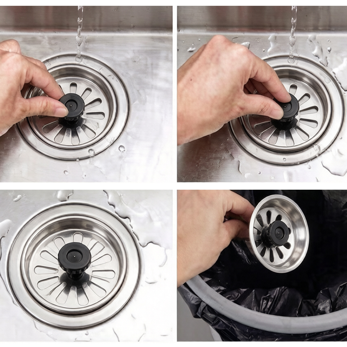 TEMU 1 Colador de fregadero de acero inoxidable de 7,8 cm, resistente al con orificios de drenaje. Diseñado para fregaderos de cocina, obstrucciones
