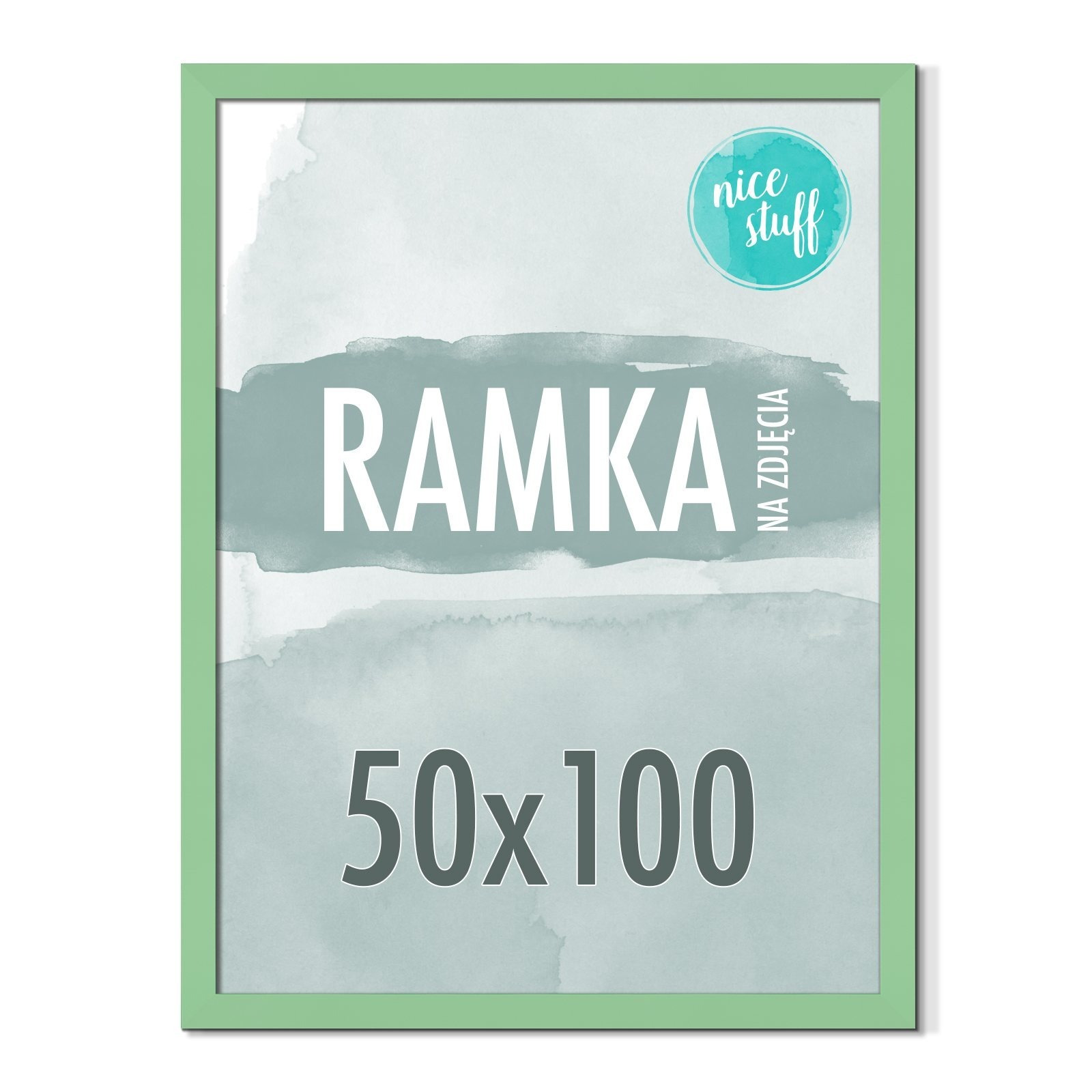 Image of Frame 50x100 Frame For Pictures 100x50 Frames For Photos, Green Mint Frame For Posters, Panoramic Puzzle Frame