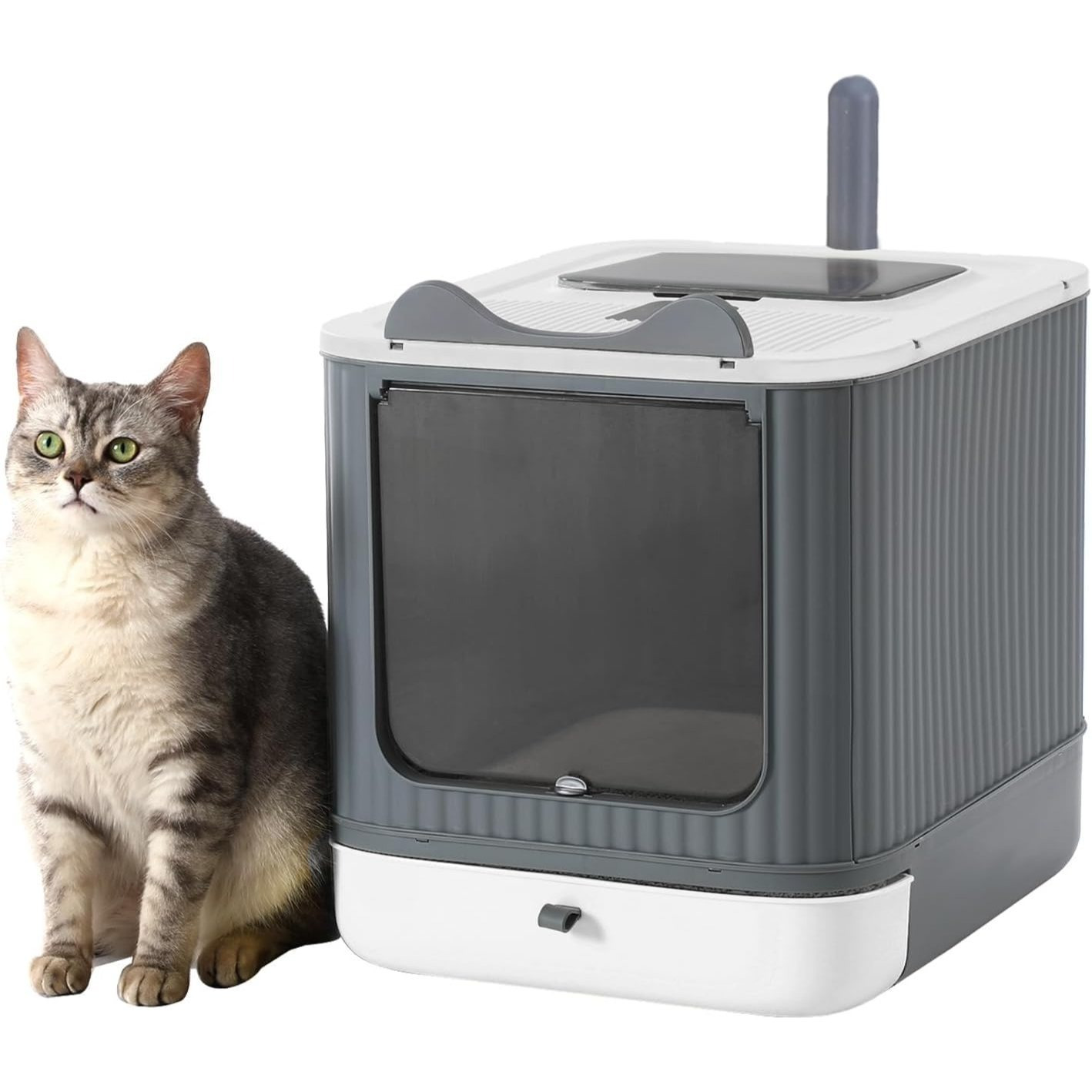 TEMU Litière pliable pour chat, entièrement fermée avec couvercle, bac à litière couvert pour chatons avec pelle, des odeurs, facile à nettoyer, 3