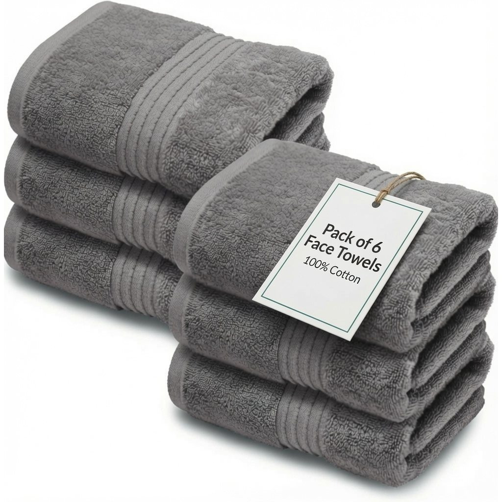 TEMU 6x Face Cloth Towels (30 X 30 Cm) 100% Flannel Washcloth Set 600gsm Absorbent Gym Spa Fingertip Towels
