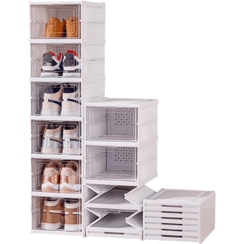 Transparent Shoe Storage Box With Front Flap, Stackable And Foldable Storage Box For Shoes With Ventilation , Dust-protected Shoe Organizer For Hallway, Bedroom, Wardrobe, And Closet.