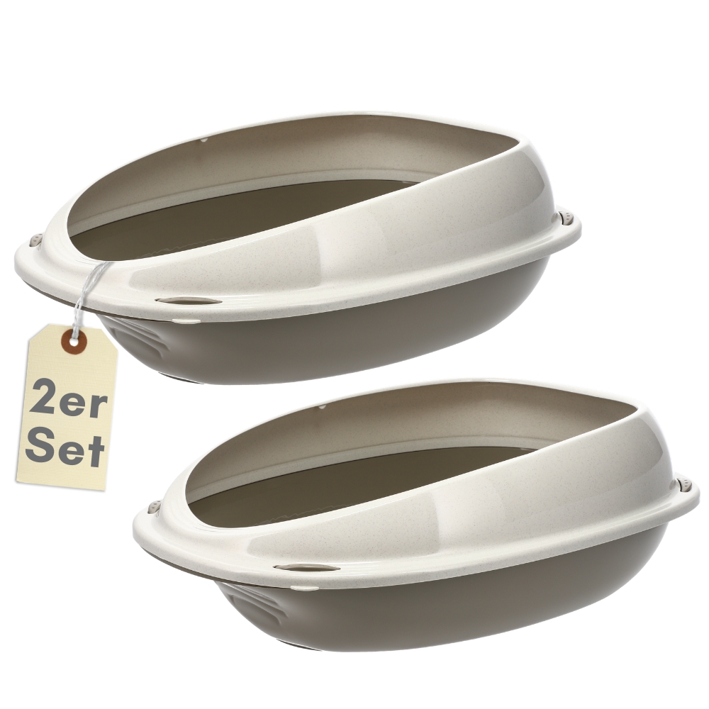 Set Of 2 Cat Litter Boxes With Rim