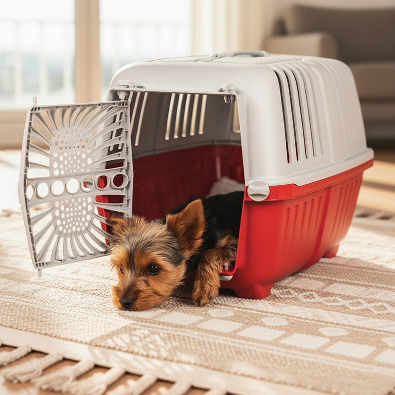 Image of Belviona Dog Transport Box Made Of Plastic, Light, Easy To Clean, With Closure System, Ventilation, Carrying Handle, For Small Dogs, Sizes