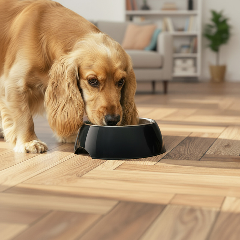 Image of Belviona Melamine Dog Feeding Bowl With Non-slip Base, Removable Stainless Steel Bowl, Hygienic, Easy To Clean, Ergonomic, 210-940 Ml, Gray