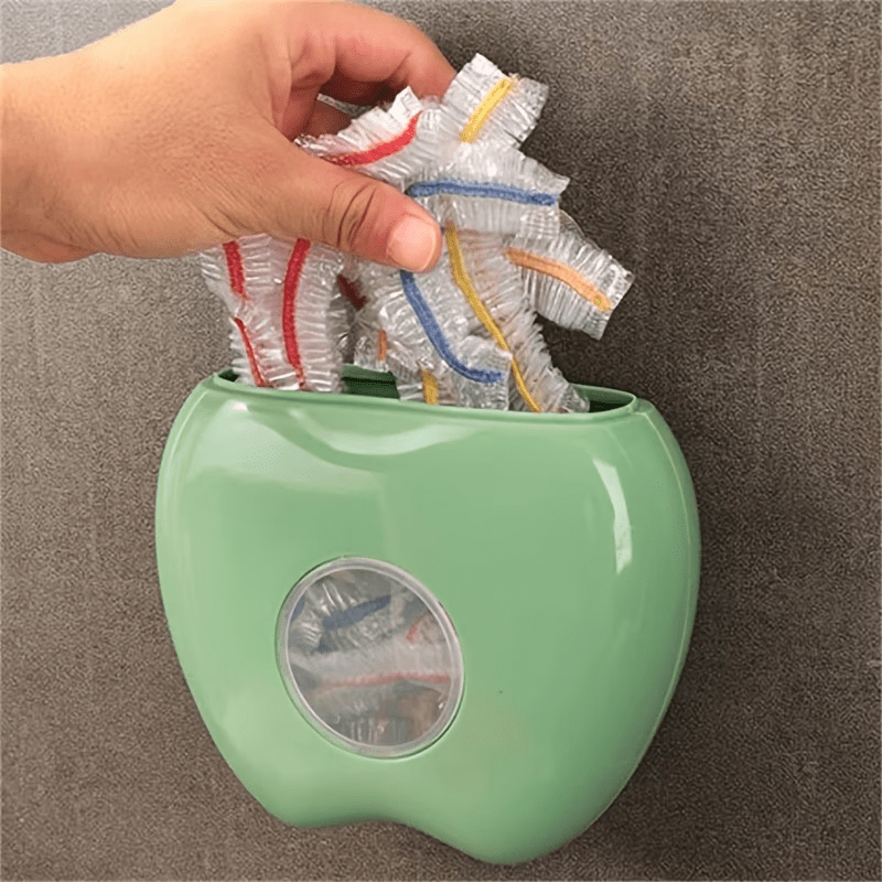 TEMU -shaped Wall-mounted Organizer – Multi-functional Plastic Wrap & Bag Dust-proof Storage Rack – Durable Plastic, Space-saving Kitchen Home Decor,