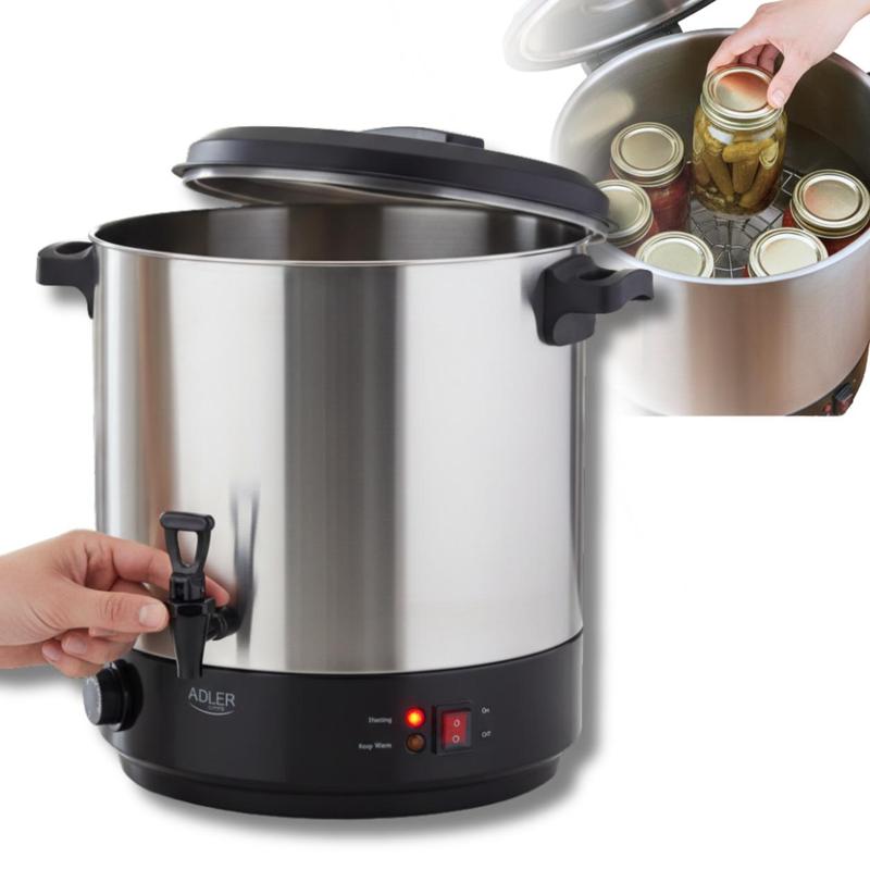 TEMU Electric Pasteurization Pot 28l 3000w: Multifunctional Kettle For Jars, Juices, And Soups! Temperature Control 30–110°c, Drain Tap, Stainless