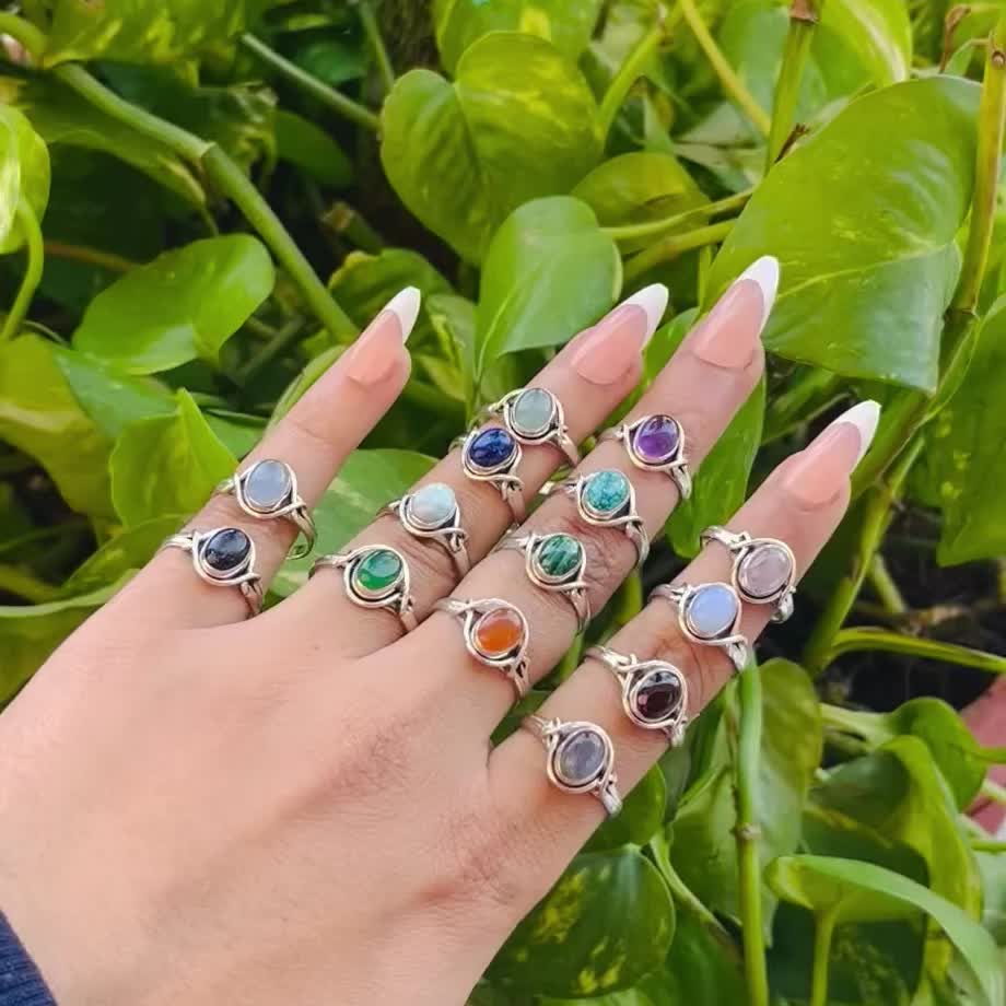925 Silver Gemstone Ring Amethyst Labradorite Carnelian Gift