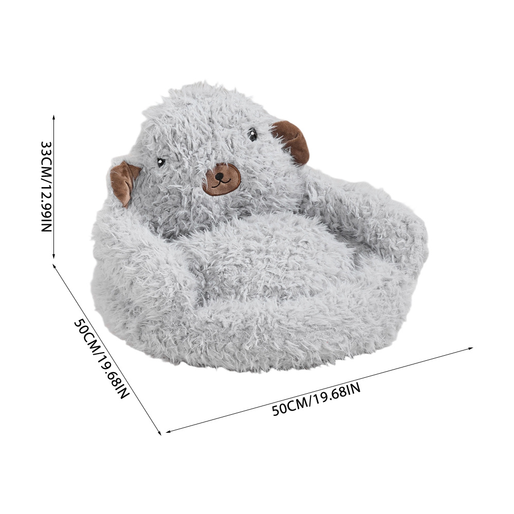 Alpaca-Shape Round Pet Couch, Soft Cat Nest Cave
