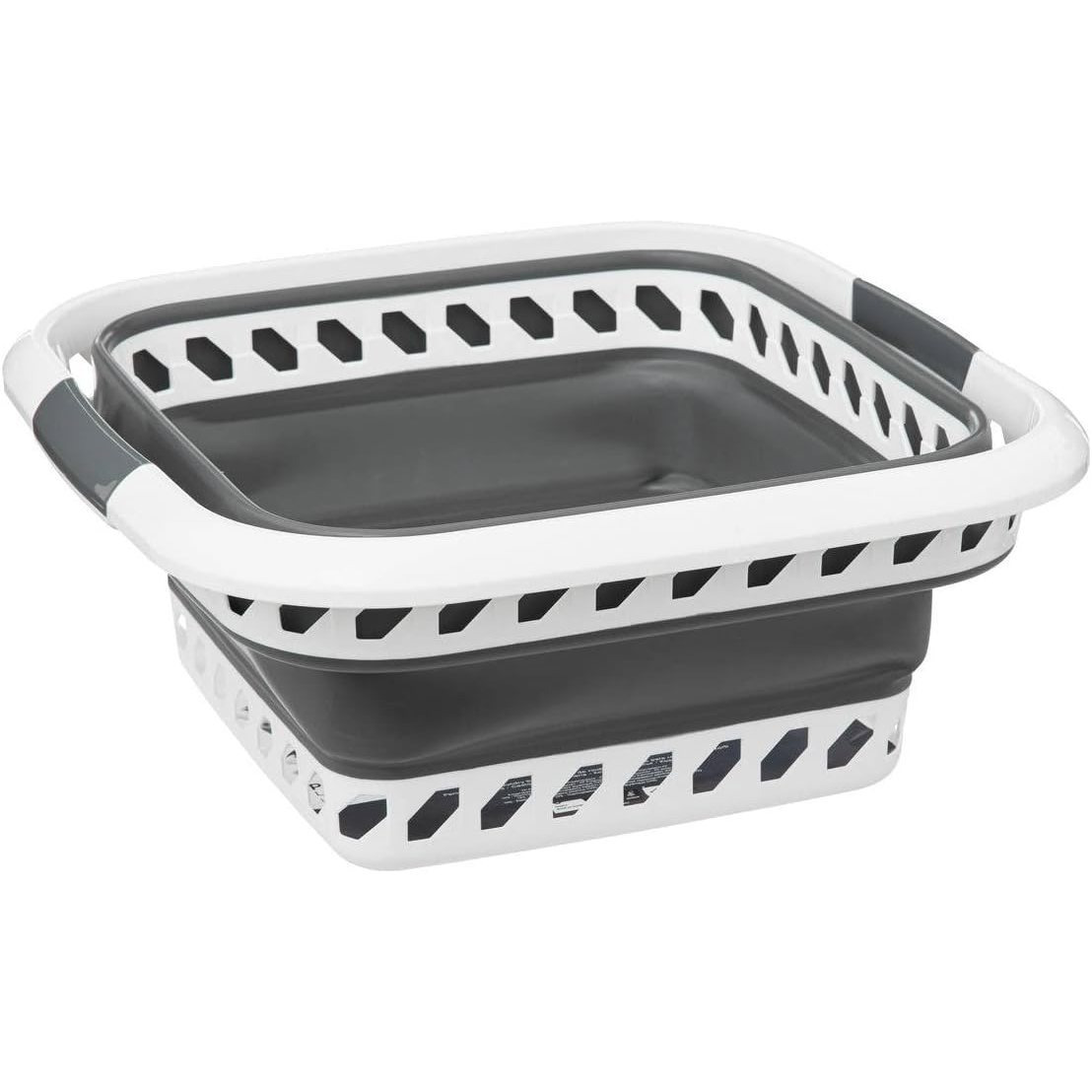 TEMU Corbeille à Linge Pliable 40L - 2 Poignées Confortables - Panier à Linge Rétractable - Grande - et Blanc
