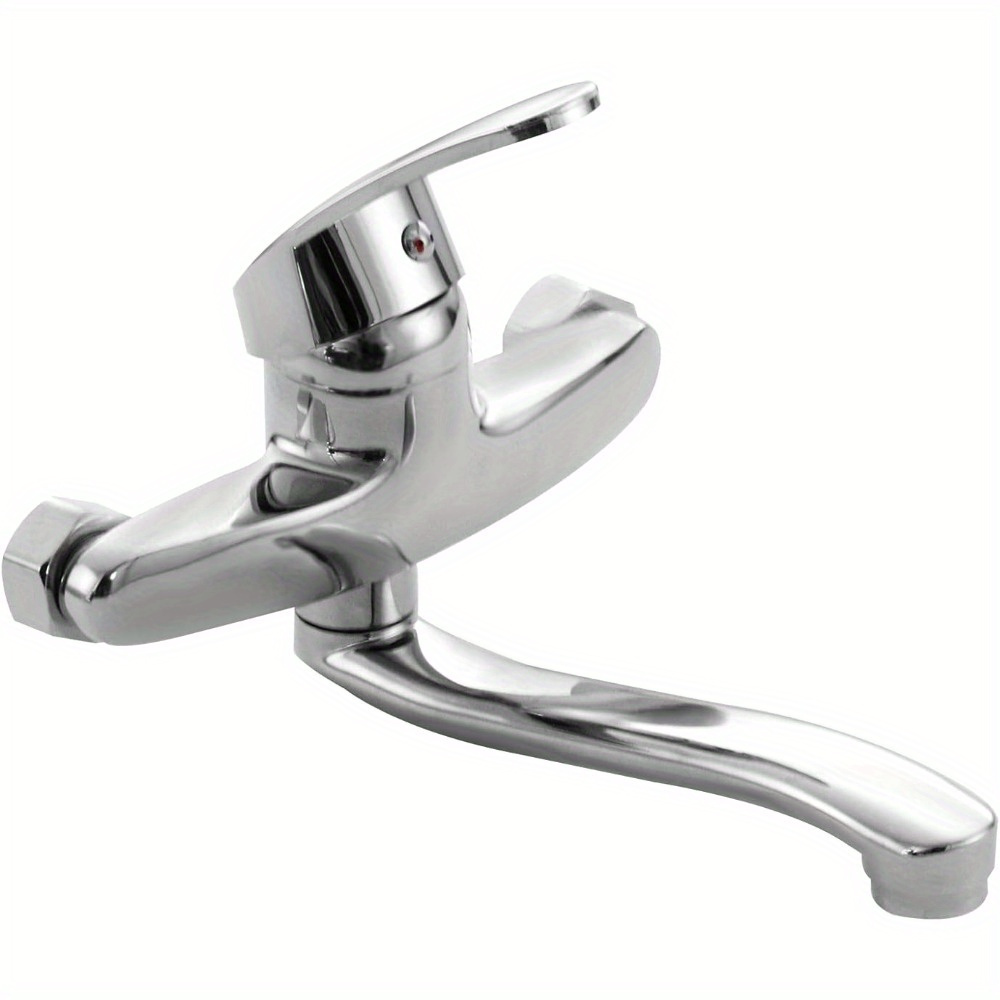 Image of Wall-mounted Kitchen Faucet Mixer, Kitchen Sink, Hot And Cold, Chrome-plated Single Handle