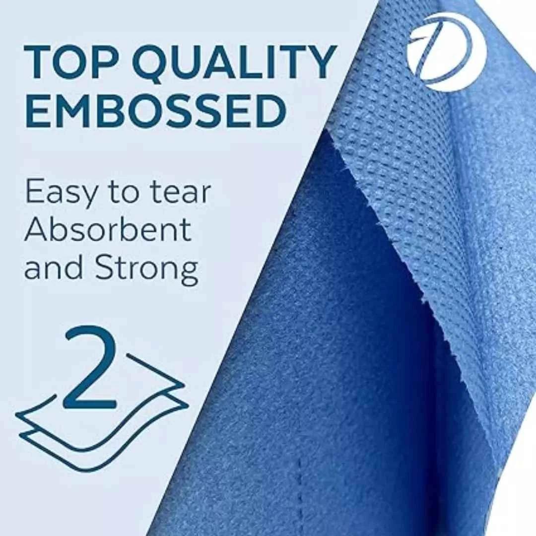 18pcs Centrefeed Blue Rolls, Strong & Absorbent Kitchen Towels