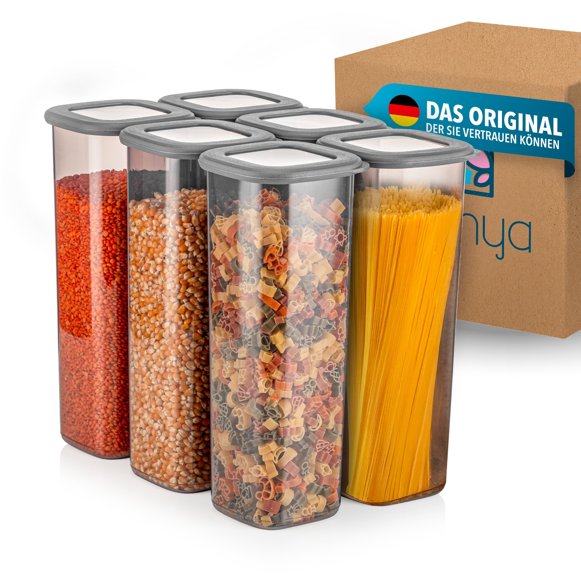 Evlinya Food Containers - Fresh Keeping Cans Set With Lid, Stackable Storage Box Organizer And Refrigerator Organizer, For Storing Food And Kitchen Organizer And Storage - 6pcs Set 2000 Ml