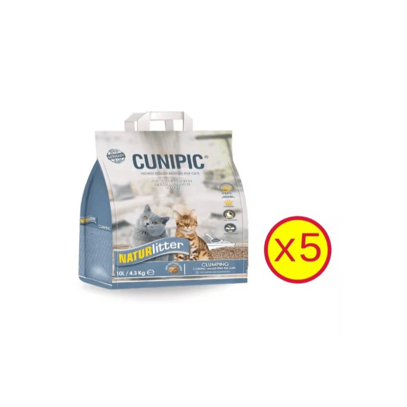 TEMU Pack de 5 Cunipic - Naturlitter lecho natural para gatos aglomerante de madera 10L (4,3kg)