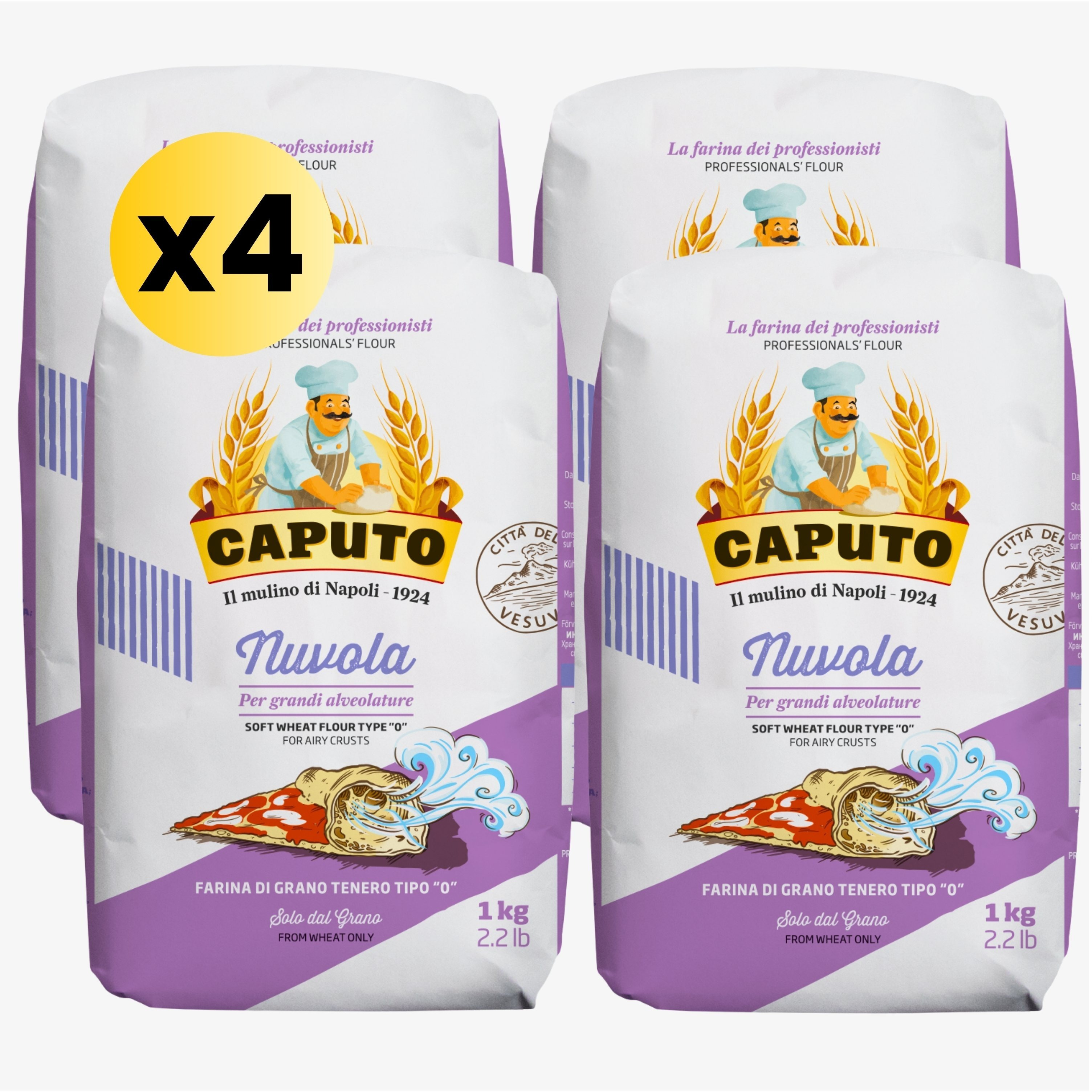 TEMU Harina Caputo Nuvola pizza flour tipo 0 harina profesional italiana para pizza napolitana dough alta hidratación fermentación larga - Pack 4 x