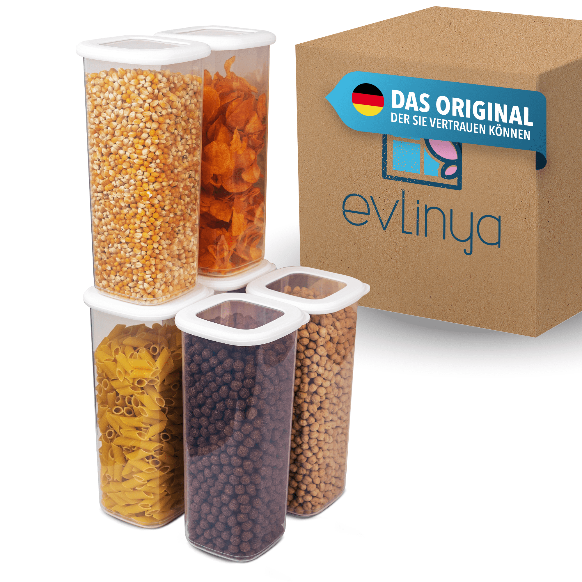 E-shop EVLINYA Lebensmittelbehälter Behältersets – Frischhaltedosen Set mit Deckel, stapelbare Aufbewahrungsbox als Küchen Organizer und Kühlschrank
